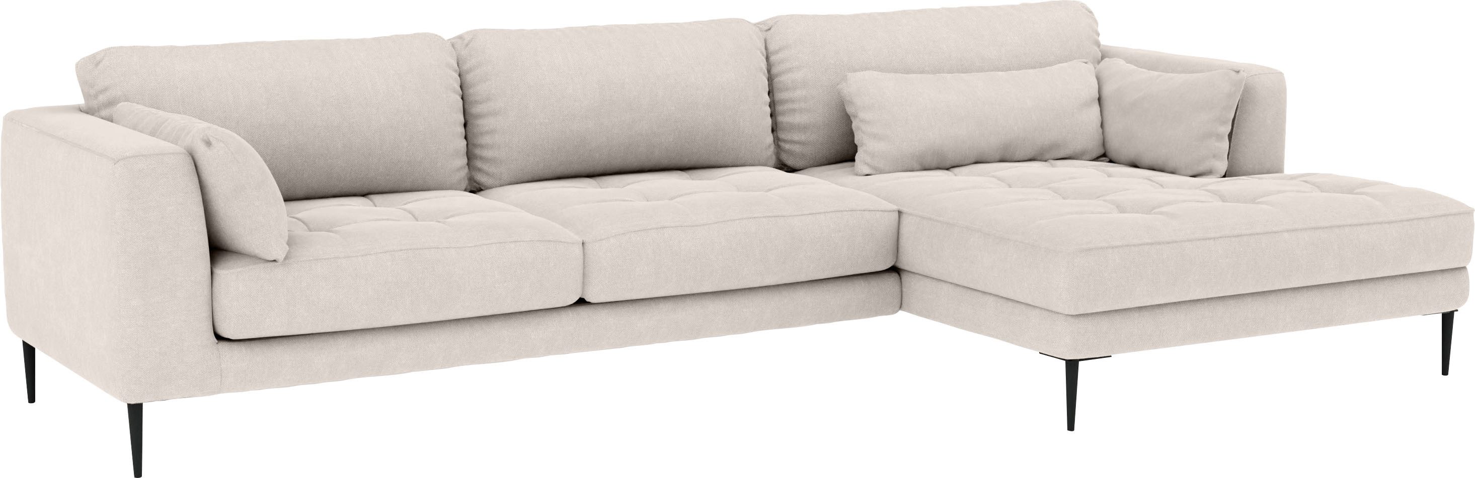 TRENDMANUFAKTUR Ecksofa Luzi, wahlweise mit Schlaffunktion & Bettkasten., L-Form, Designsofa mit tollem Sitzkomfort, Metallfüße schwarz, Breite 280 cm