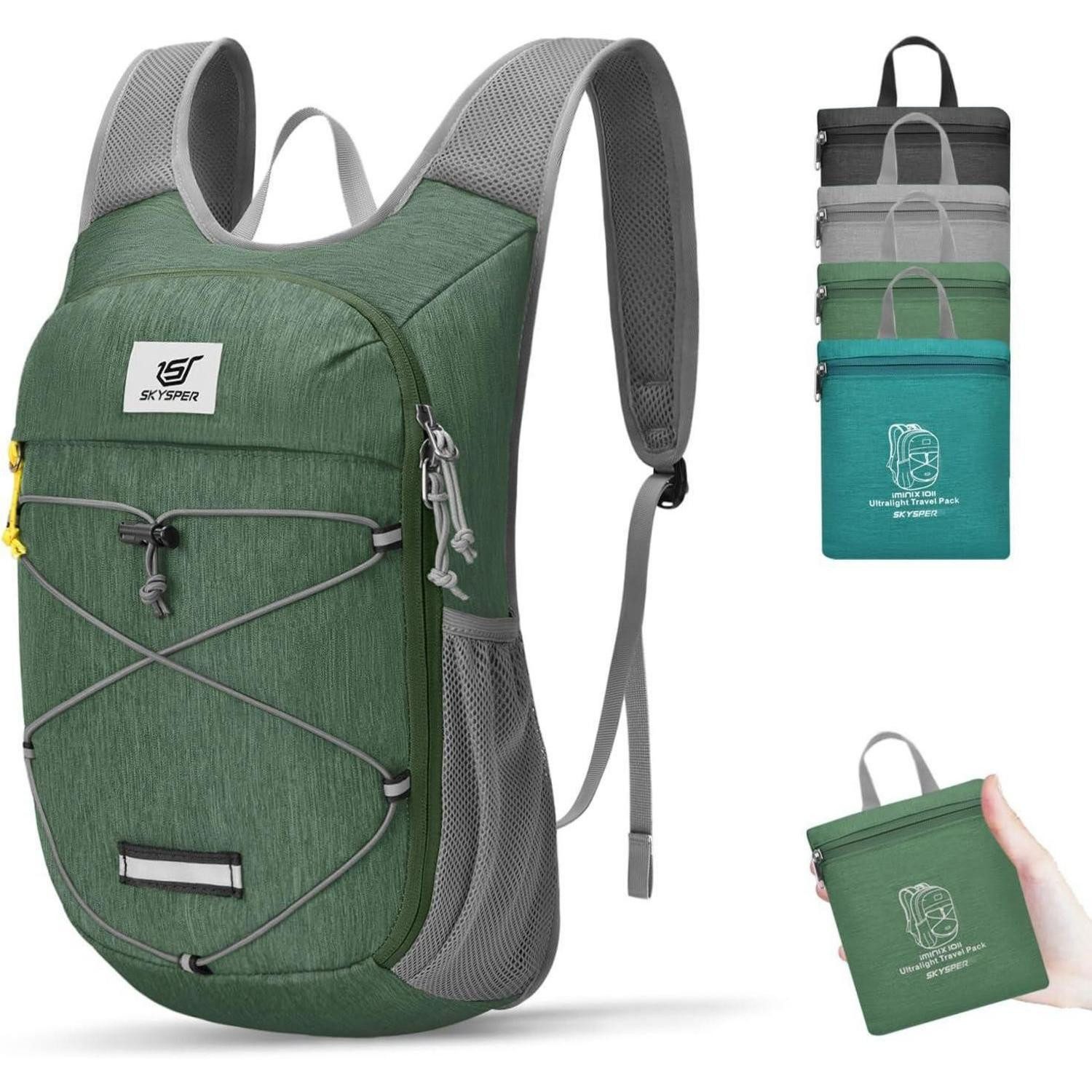 LuxusKollektion Tagesrucksack Rucksack Damen 10L Tagesrucksack ultraleicht Wandern Iminix10ii-grün