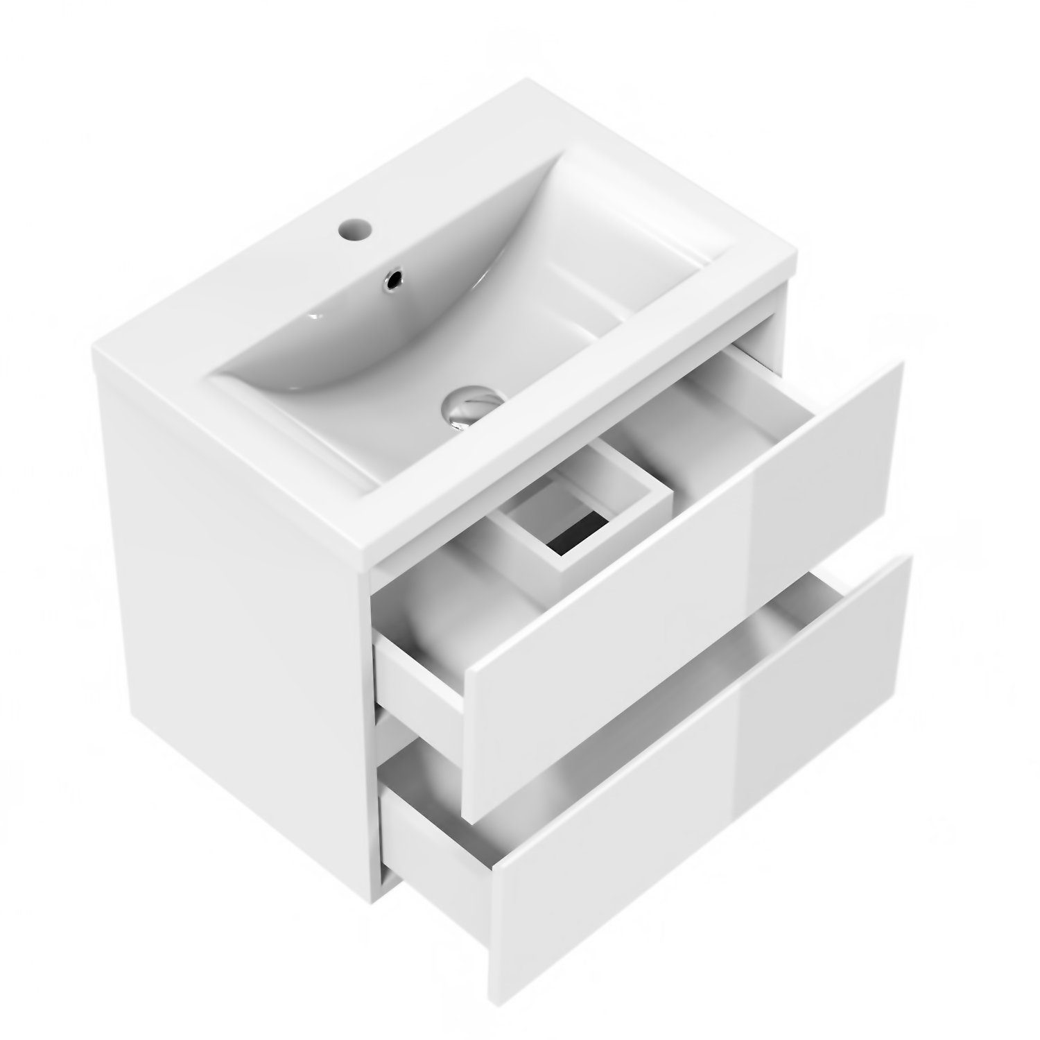 duschspa Waschtisch Badmöbel Set 50/60 cm Waschbecken mit Unterschrank Hochglanz Weiß, Hängeschrank
