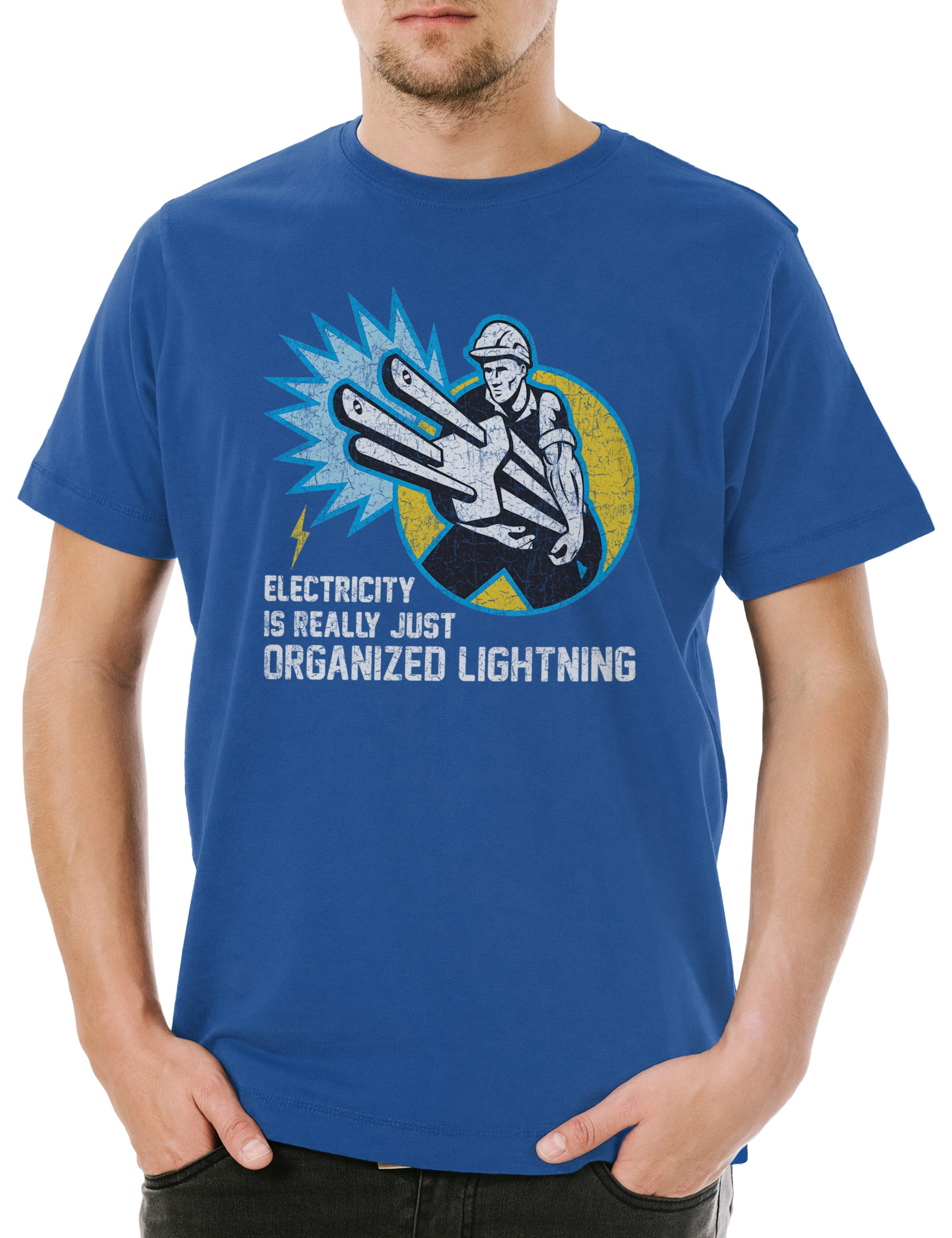 Print-Shirt Electricity Is Just Organized Lightning IV Herren T-Shirt Elektriker