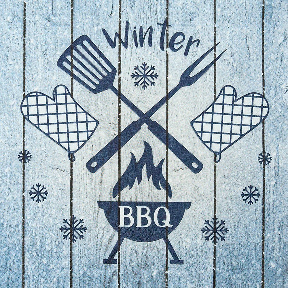 HOME FASHION Papierserviette 20 Servietten Winter BBQ - Wintergrillen 33x33cm, (20 St)