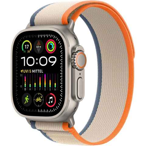 Apple Watch Ultra 2 GPS 49 mm + Cellular Titanium S/M Smartwatch (4,9 cm/1,92 Zoll, Watch OS 10), Trail Loop