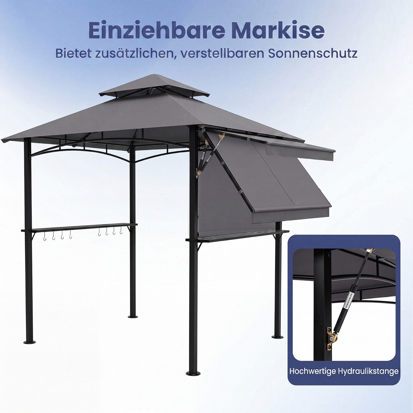 COSTWAY Grillpavillon, Grillzelt Winterfest Wetterfest, Gartenzelt für BBQ