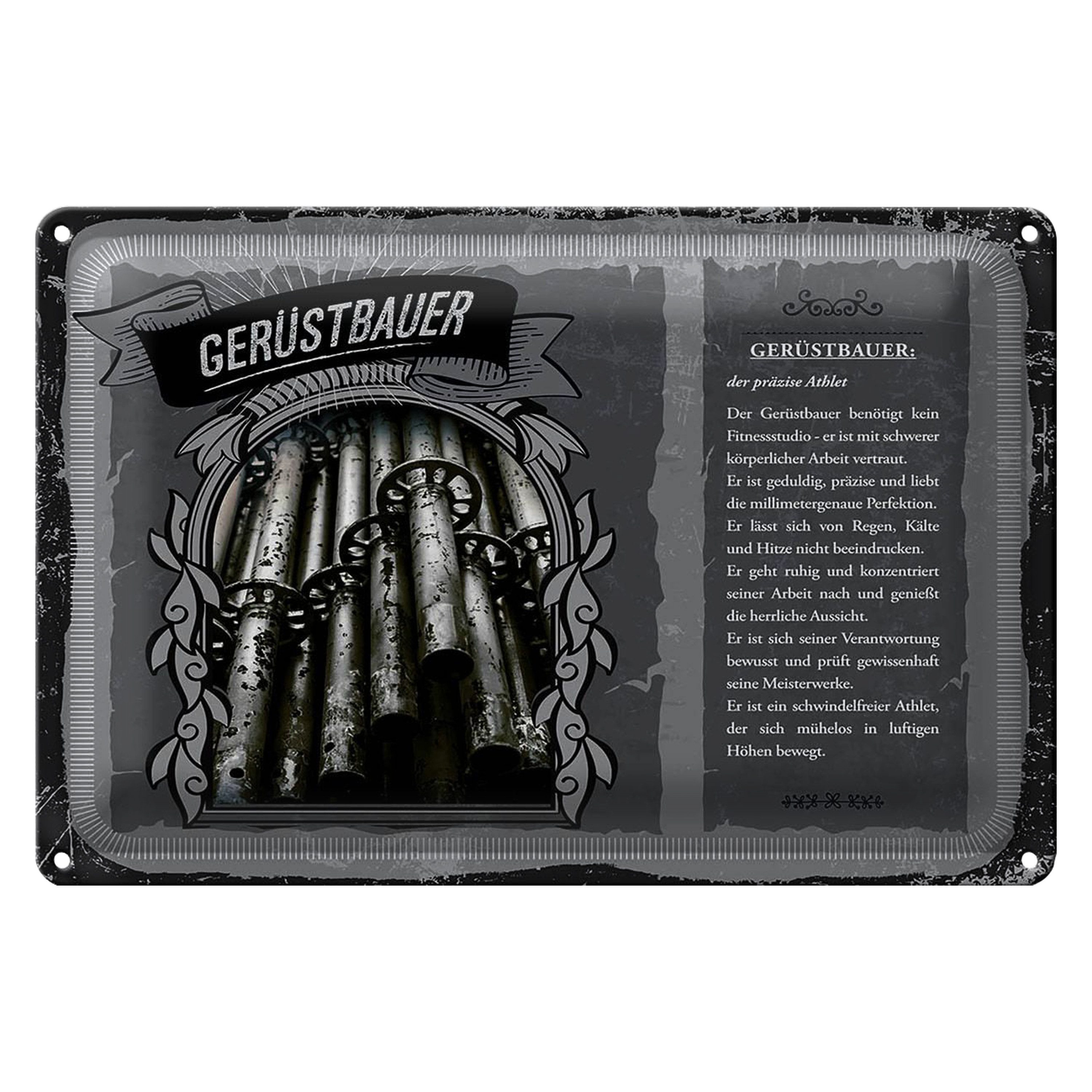 Roomando Metallschild Berufe 40x30cm Gerüstbauer präziser Athlet