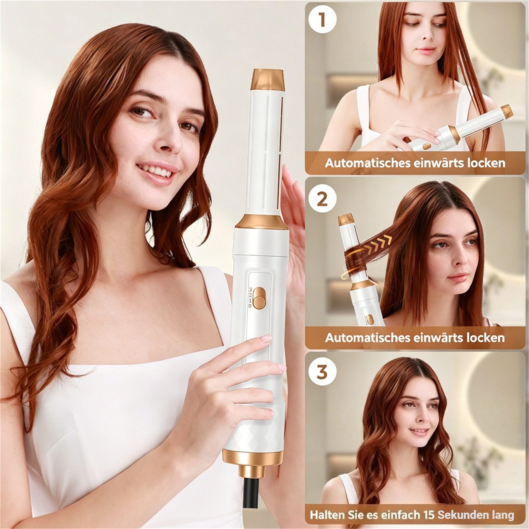 HOMELIVE Lockenstab 5-in-1 Heißluft-Styler mit Saugfunktion und Haartrockner, Drei Geschwindigkeitsknopf, Sicherheitsschloss, 360° drehbares Seil – Bild 4 von 5