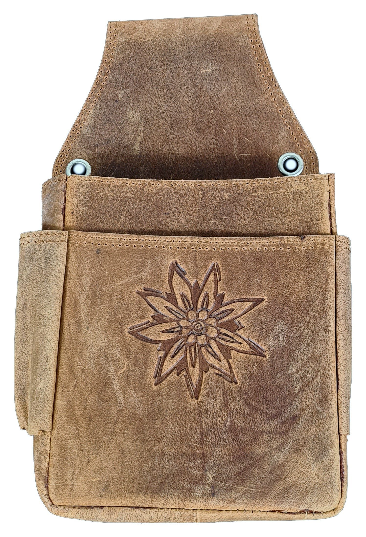 Einkaufszauber Kellnerbörse Echt Leder Holster Gürteltasche für Kellner Geldbeutel Edelweiß, Echtes Büffelleder