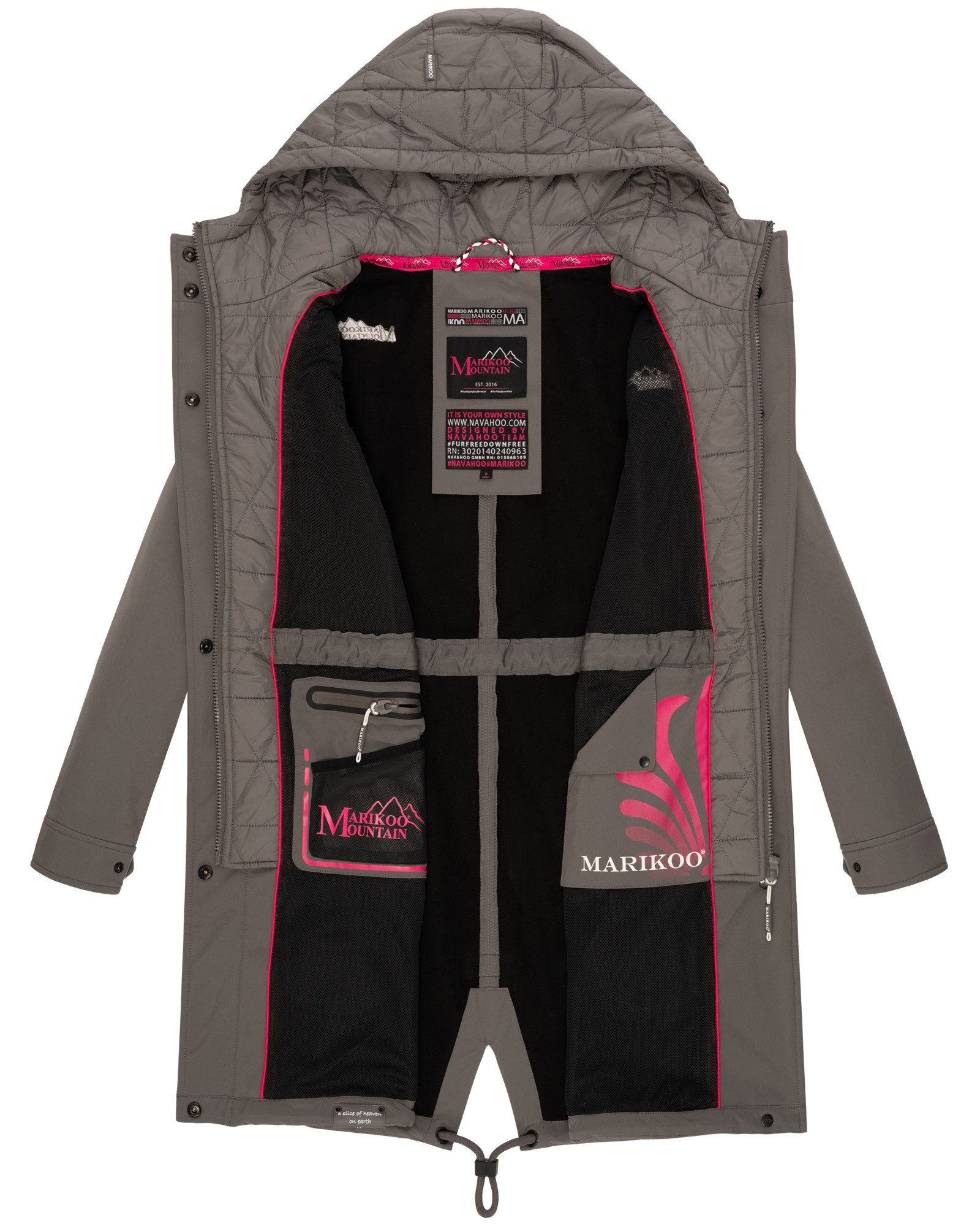 Marikoo Softshelljacke Mountain Presanella mit Grey einem Dark Doppelkragen