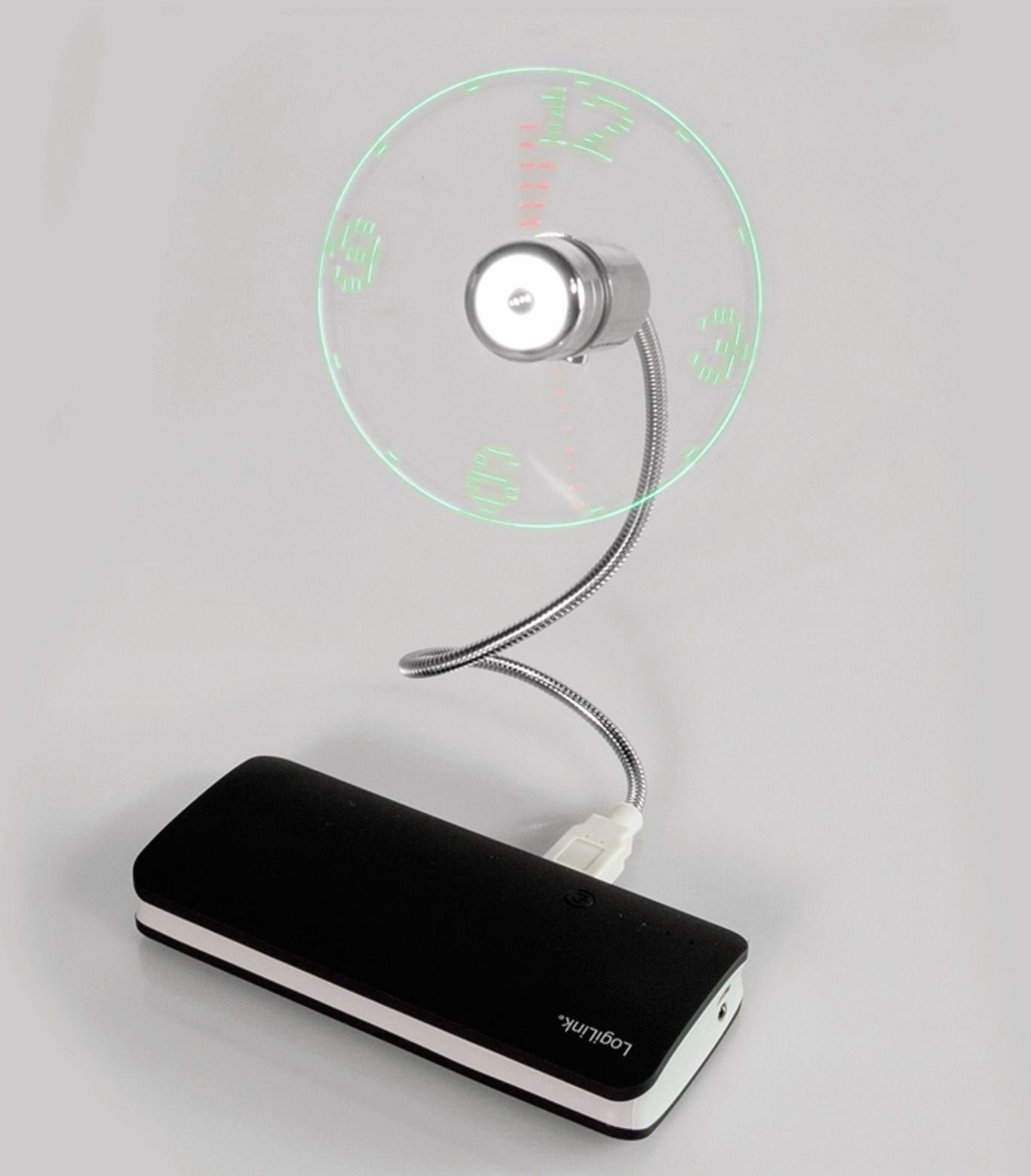 LogiLink Standventilator LOGILINK USB-Ventilator UA0294, mit Uhrzeit