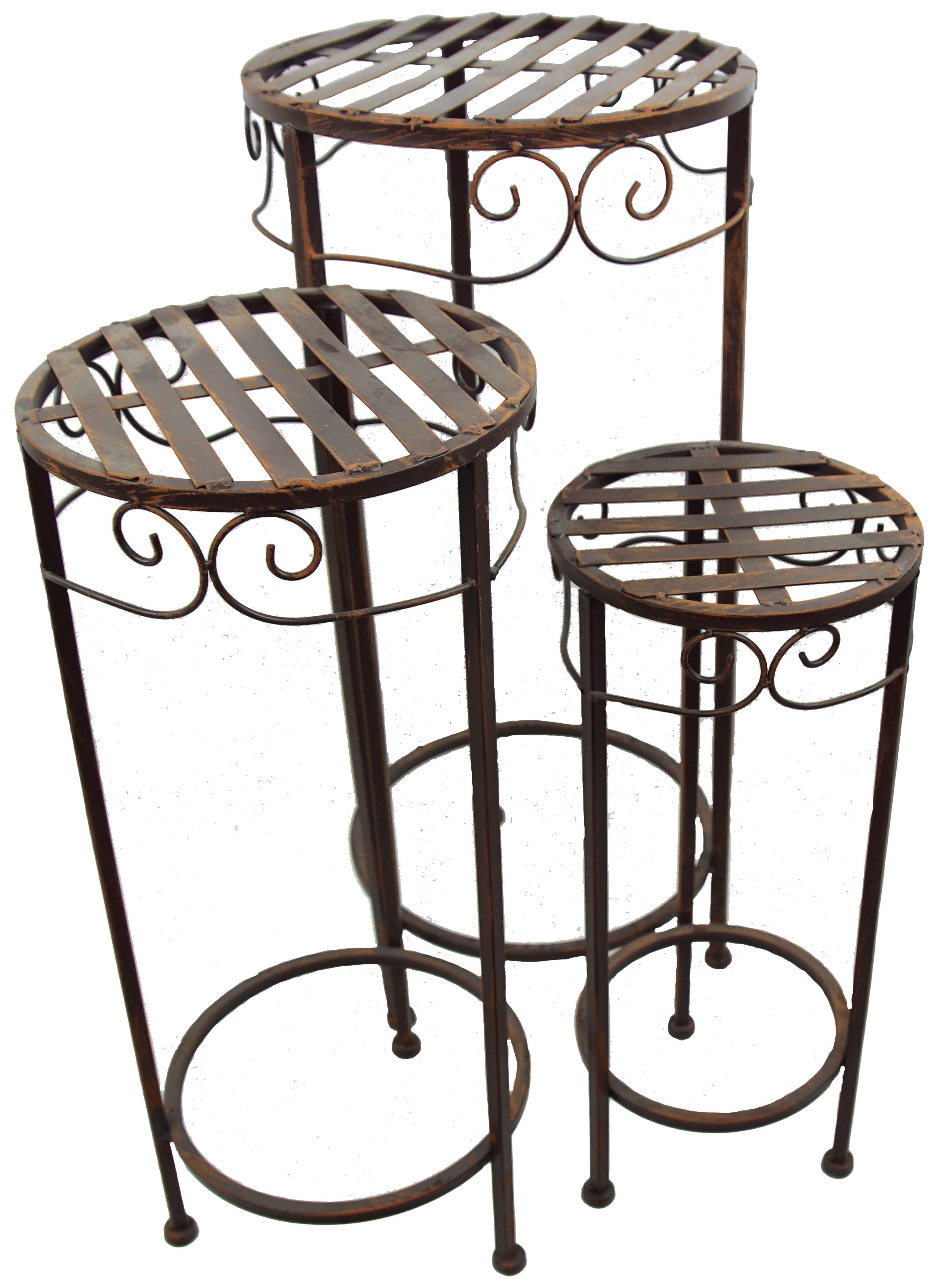 GerrysGardenAustria Beistelltisch Beistelltisch 3 tlg. Metall Tische Gartentisch Blumentisch (3-St., 3er Set), Tisch groß 68 cm mitttel 58 cm klein 48 cm Durchmesser 30 bis 20 cm
