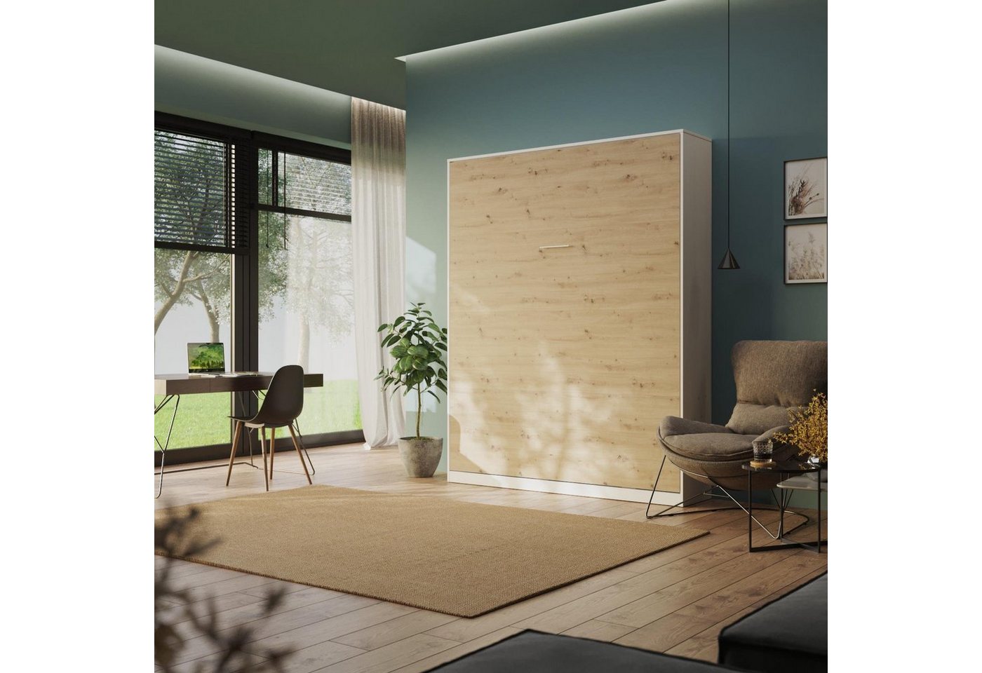 HeimLiving Schrankbett Classico 100/140/160x200 cm Vertikal Weiß mit Gasdru günstig online kaufen