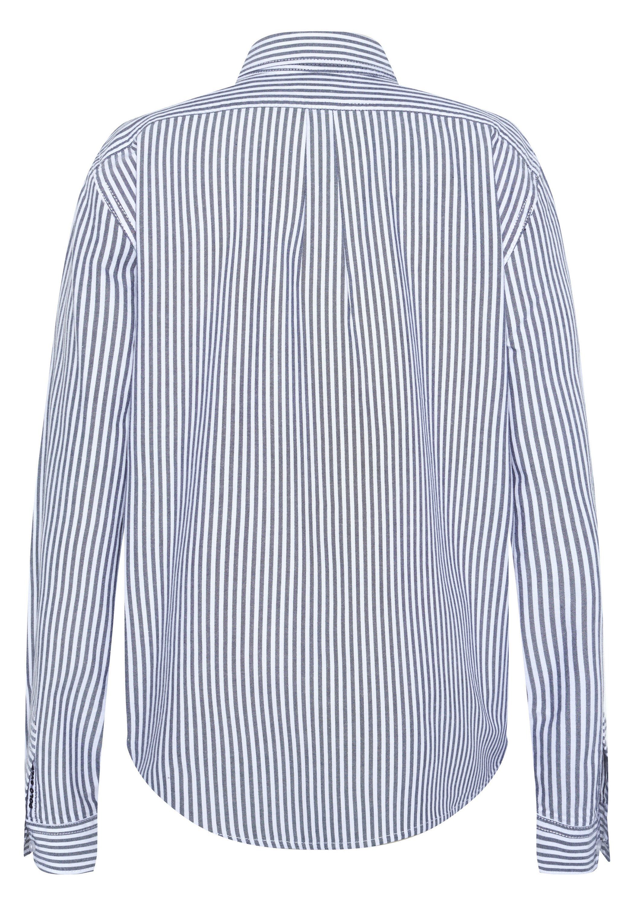 Polo Streifen mit Blue/White Langarmhemd 4810 Sylt Dark