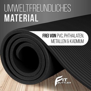 FIT BUTTLER Yogamatte Yogamatte Gymnastikmatte rutschfest Yoga Matte Sportmatte schwarz, extra weich