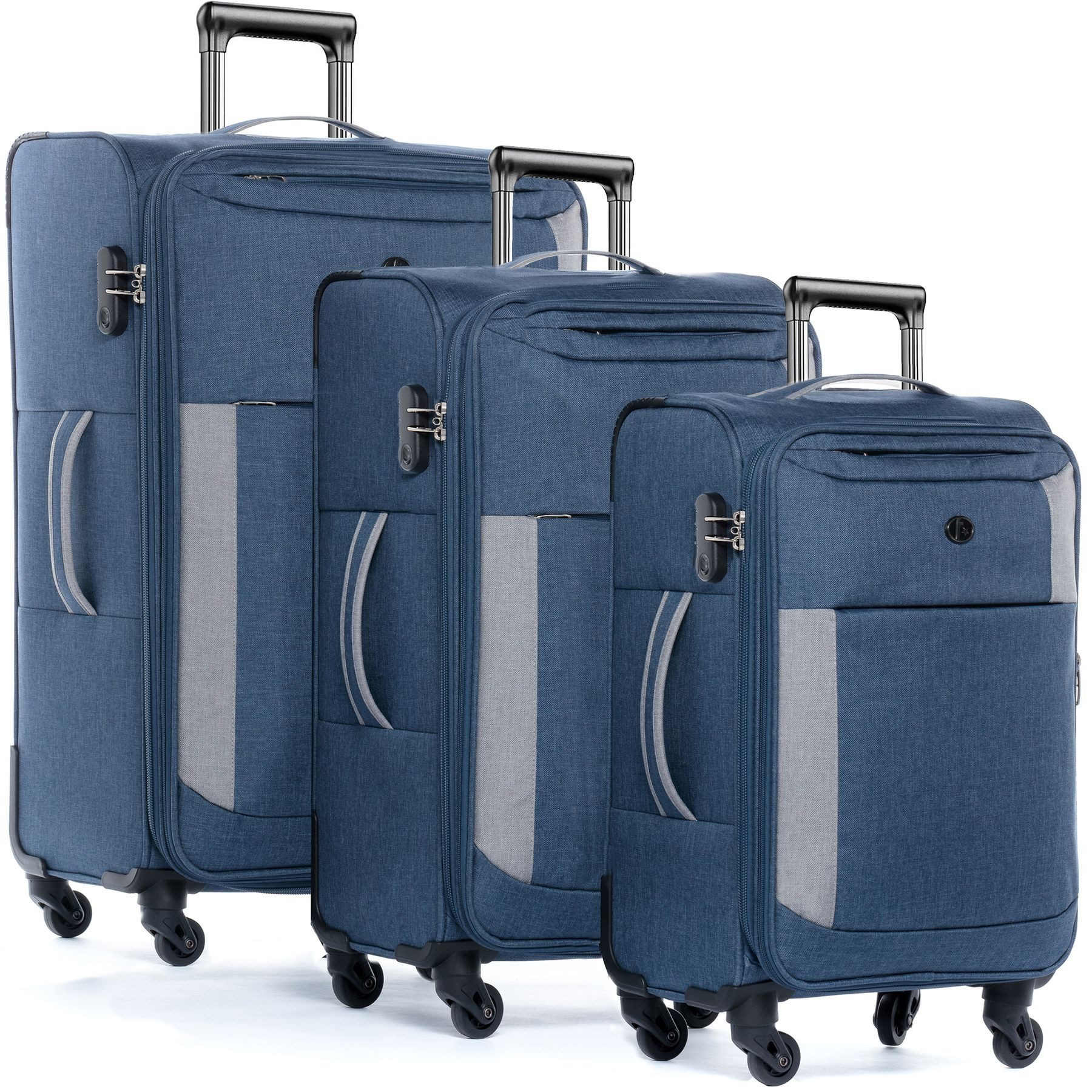 FERGÉ Kofferset 3 teilig Weichschale erweiterbar Saint-Tropez, Trolley 3er  Koffer Set, Reisekoffer 4 Rollen, Premium Rollkoffer, Hochwertiges  Trolley-Set aus 100% DURE-FLEX Weichschale