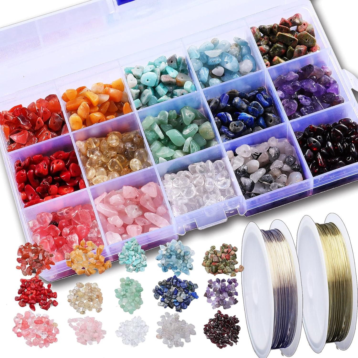 Edelstein Edelstein Perlen Box 15 Farben Naturform DIY Schmuck Basteln Kit 2