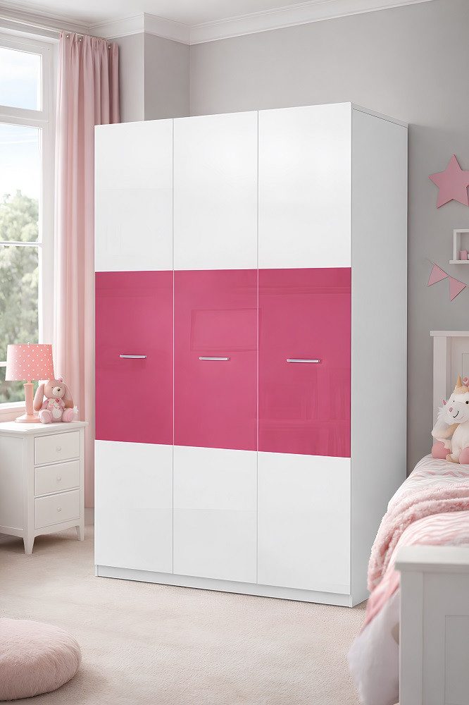 Xlmoebel Kleiderschrank Design Schrank Weißer Hochglanz Kleiderschrank für modernes SOFORT (Kleiderschrank) Hergestellt in Europa
