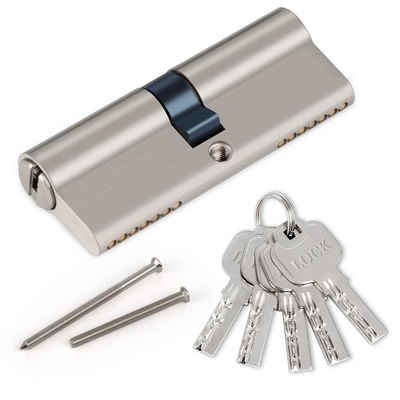 Homewit Schließzylinder 80mm doppelt offener Schließzylinder aus Zinklegierung alloy, (Set, 1-St., inkl. 5 Schlüssel), mit 5 Stück Schlüssel + 2 Stück Befestigungsschrauben
