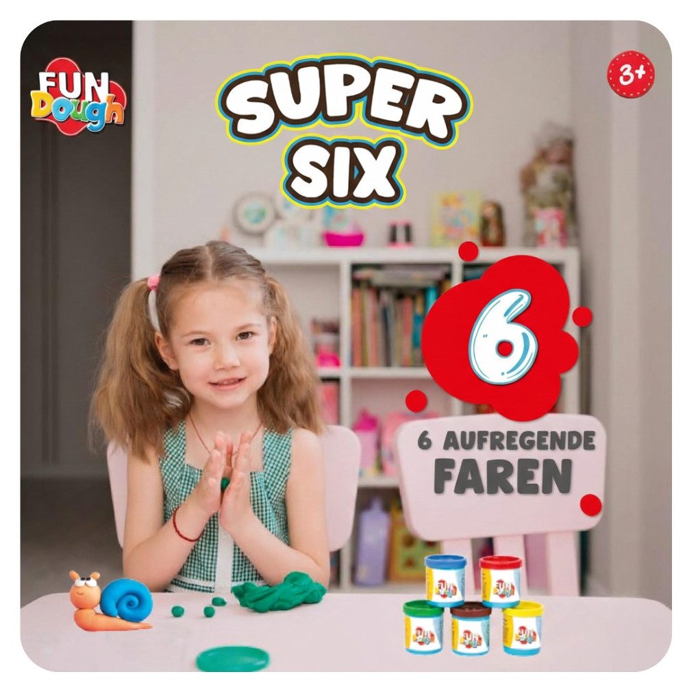 Funskool Knete Kreative Knetmasse für Kinder – Spiel & Bastelspaß (Kreativ-Set Knetmasse, 6 Dosen Knetmasse à 50 g, 300 g Gesamtgewicht), Fördert Motorik & Fantasie