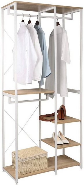 Woltu Garderobenständer, (1 St., Kleiderständer Wäscheständer mit Ablage Schuhregal), aus Holz und Stahl, Hängeregal, für Schlafzimmer, Flur