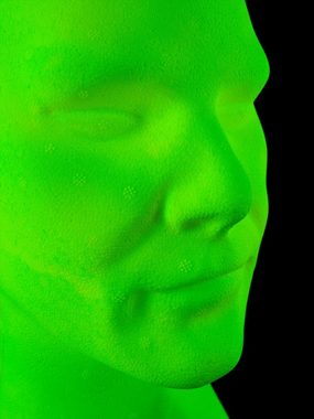 PSYWORK Dekofigur Schwarzlicht Deko Kopf "Glowhead" Gelb, UV-aktiv, leuchtet unter Schwarzlicht