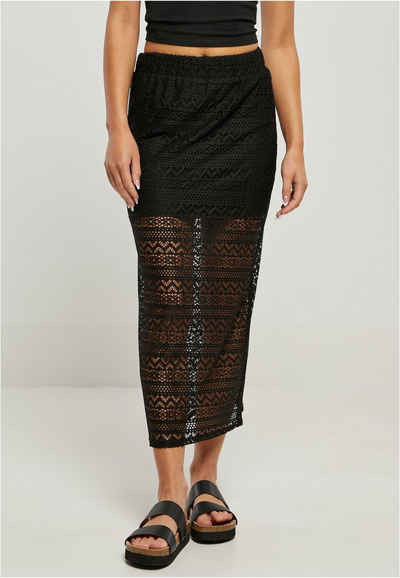 URBAN CLASSICS Jerseyrock Damen Ladies Stretch Crochet Lace Midi Skirt (1-tlg)