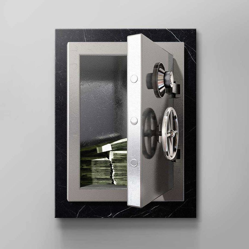 Tresor von DOTCOMCANVAS® Wandbild Leinwandbild, Rahmen Luxus schwarzer Silberner