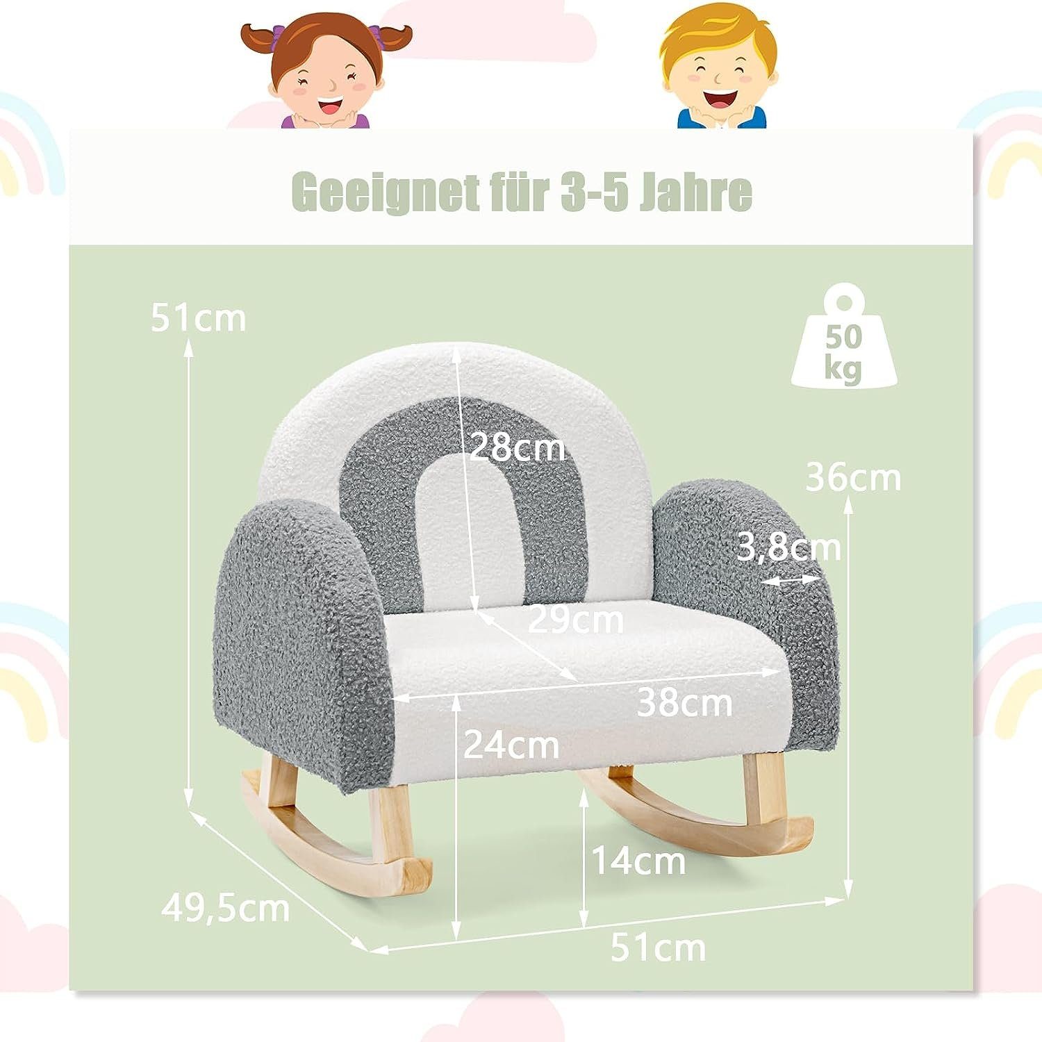 KOMFOTTEU Kindersofa Schaukelstuhl, aus Lammfellimitat