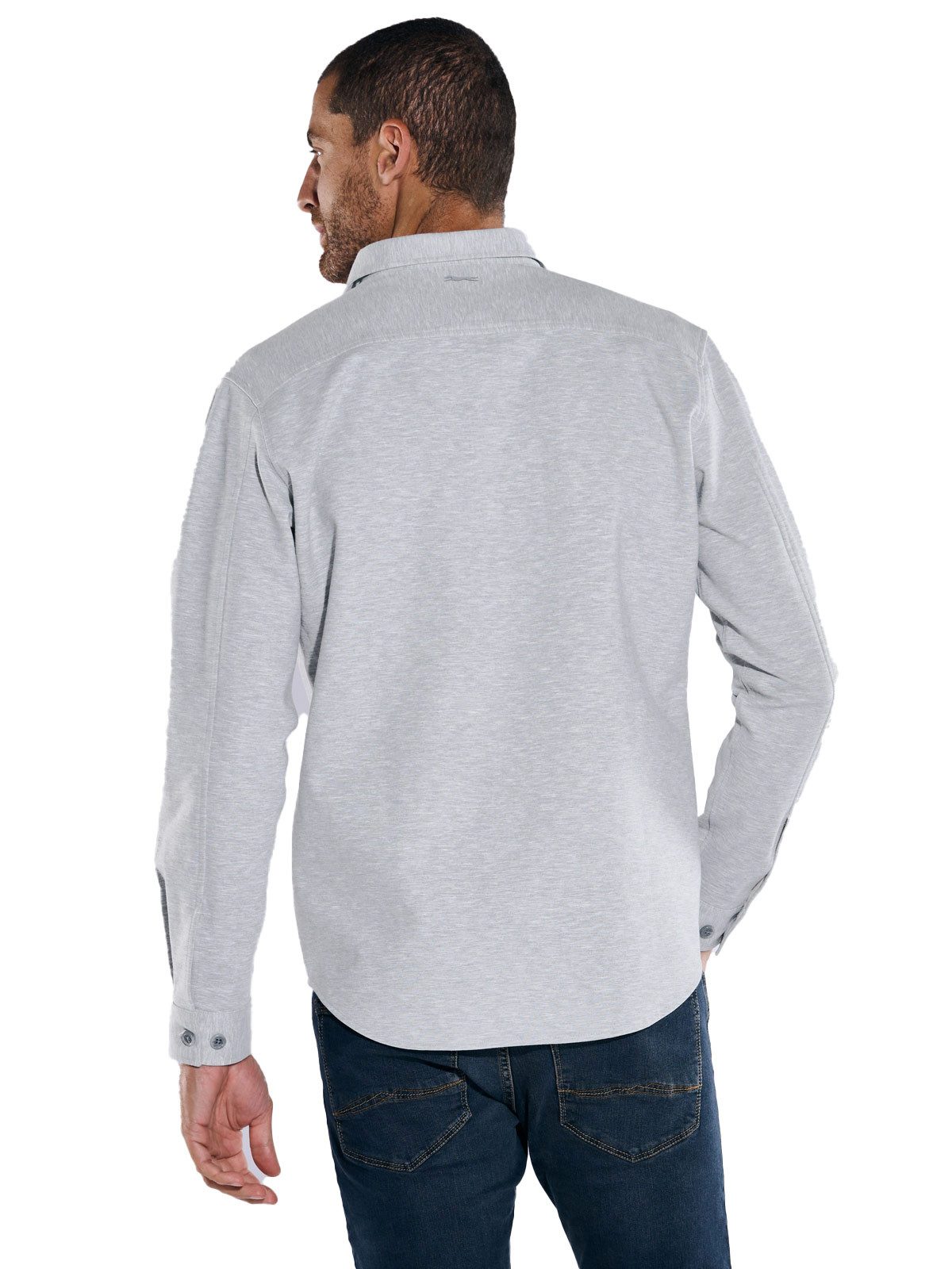 Engbers Langarmhemd engbers Herren Overshirt slim fit, Silbergrau günstig online kaufen