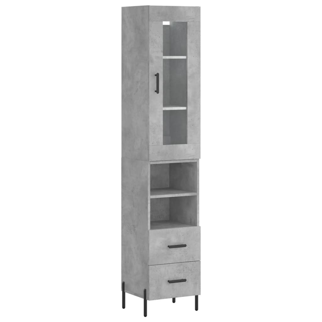 vidaXL Highboard Highboard Betongrau 34,5x34x180 cm Holzwerkstoff (1 St)