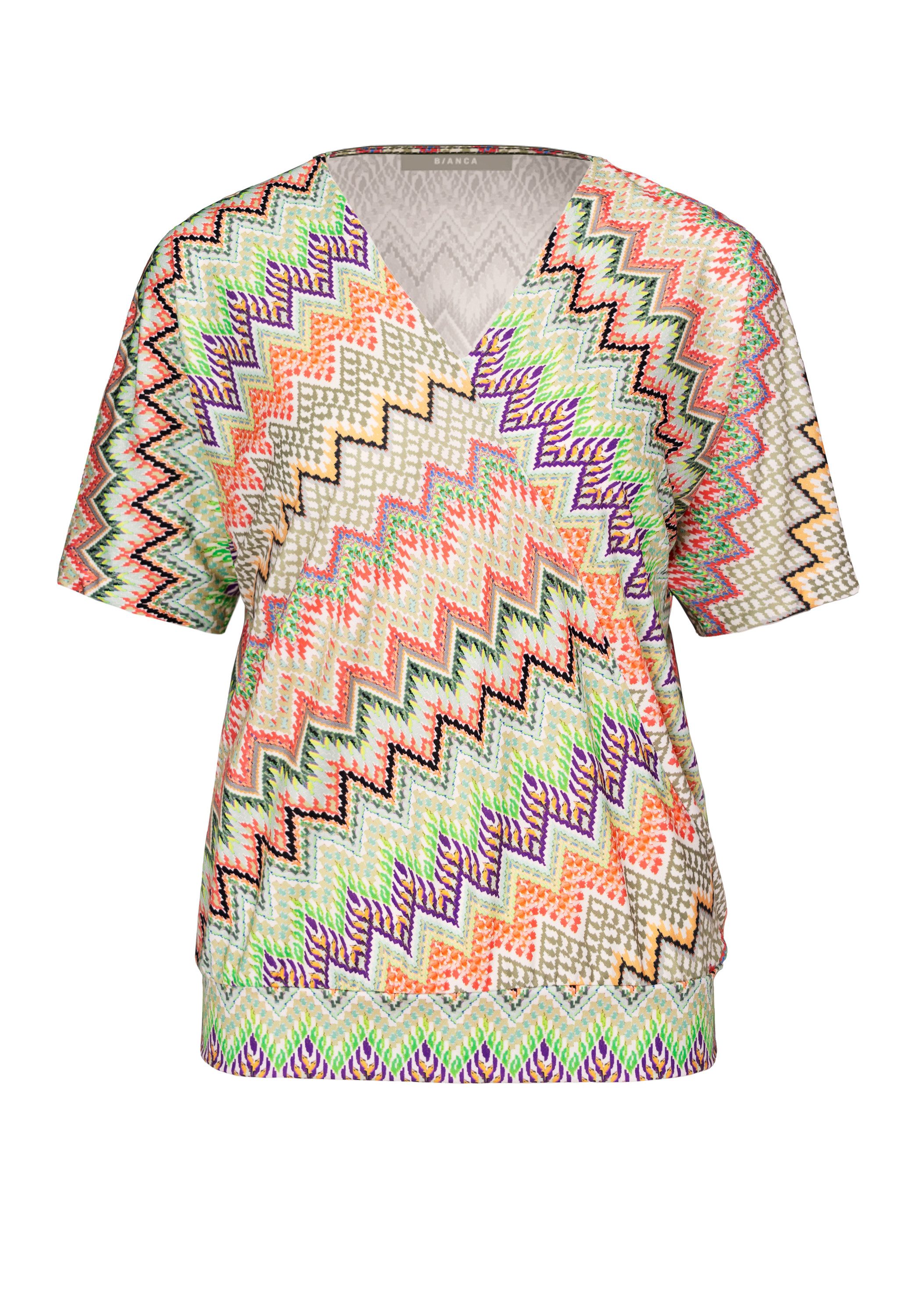 bianca Print-Shirt WALLY mit angedeuteter Wickeloptik und modernem Druck günstig online kaufen