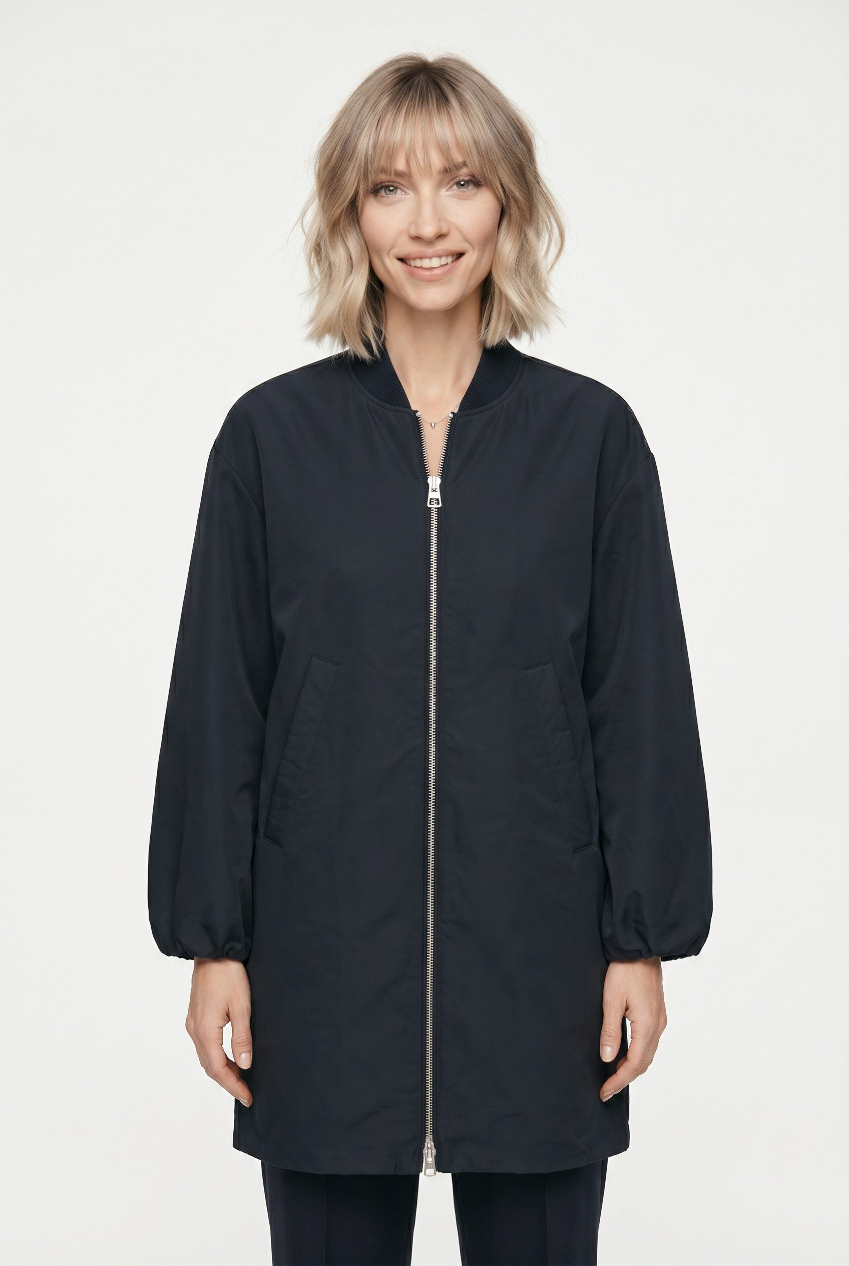 Marc O'Polo Langmantel im Aviator-Stil regular aus recyceltem Polyester-Twill