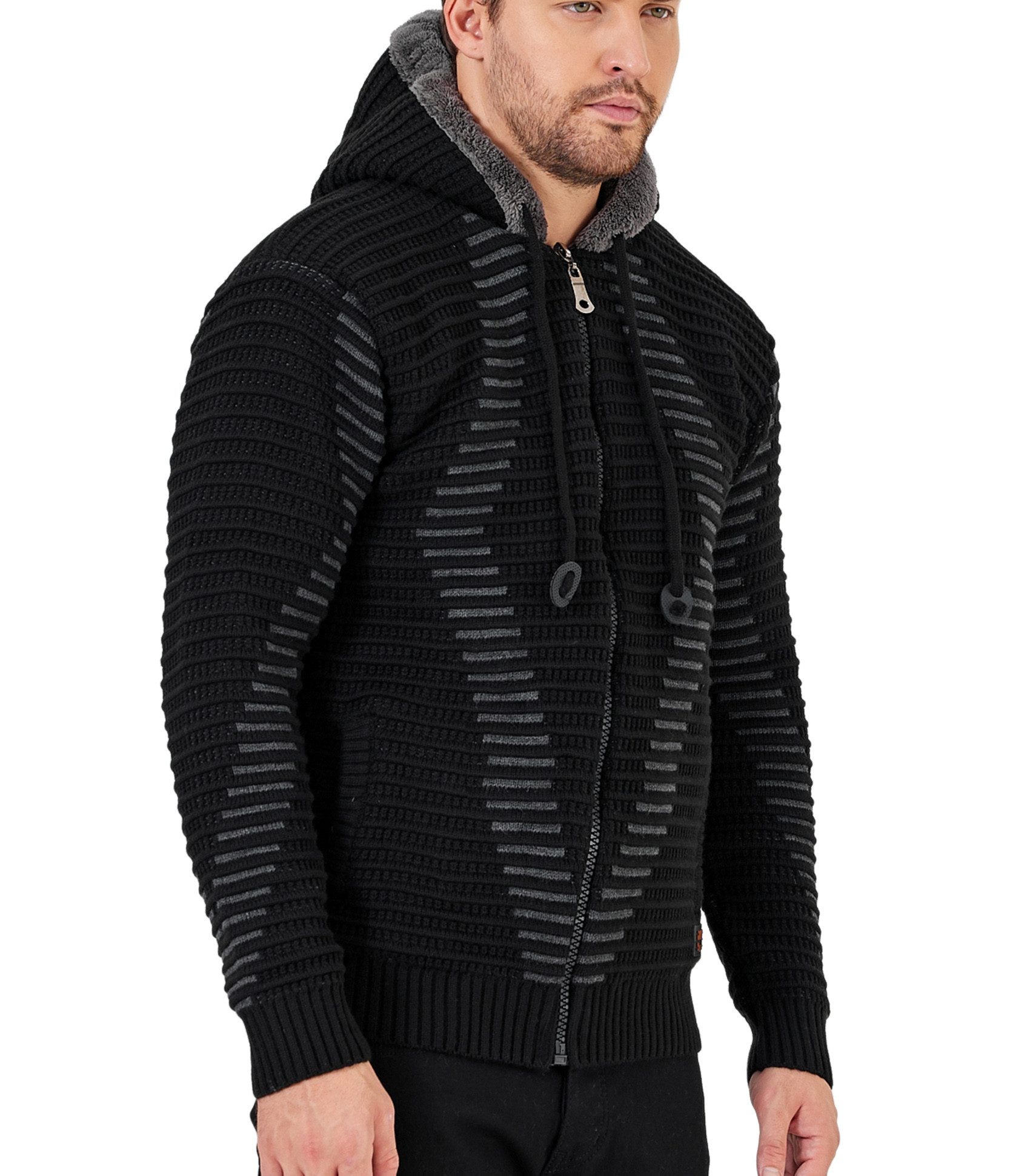 Baxboy Strickpullover Herren Gefütterte Winter Kapuzenpullover günstig online kaufen