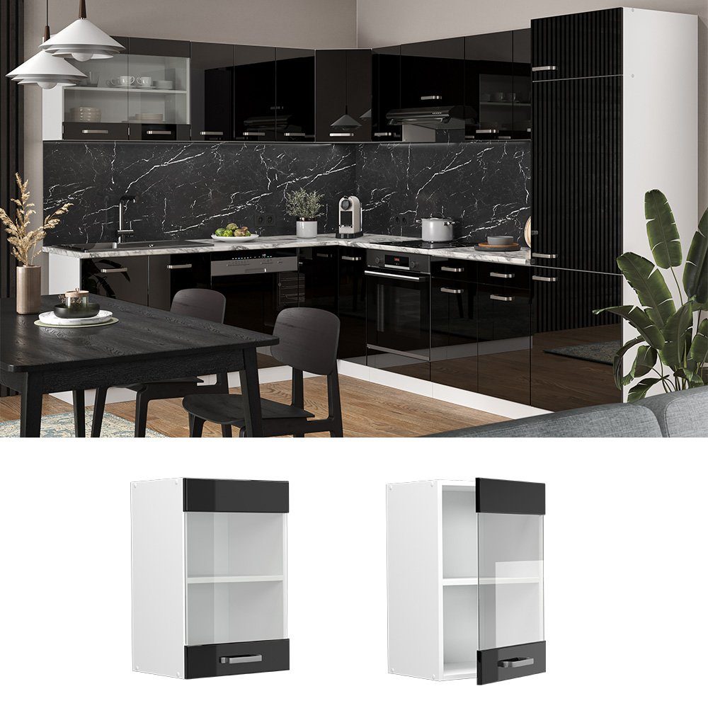 Vicco Glashängeschrank R-Line, Schwarz Hochglanz/Weiß, 40 günstig online kaufen