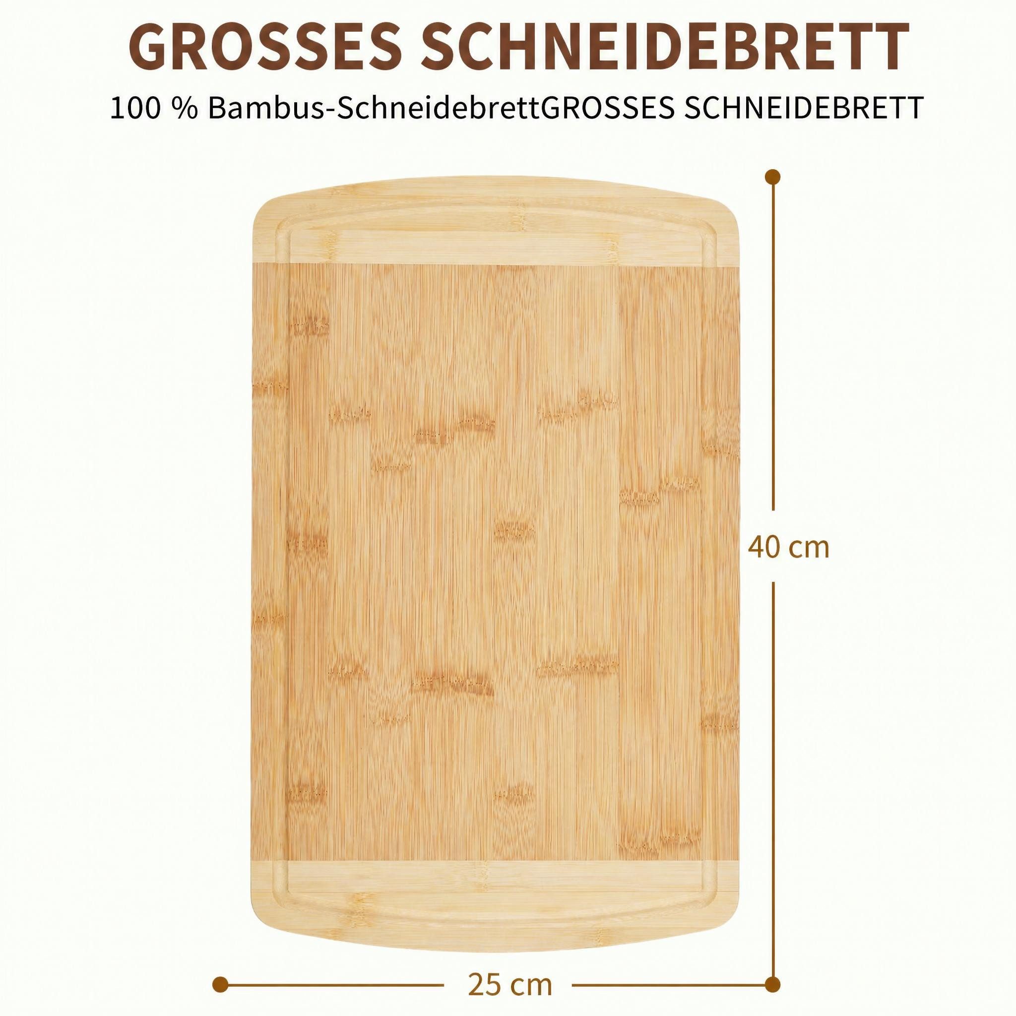 GarveeMore Schneidebrett Bambus-Schneidebrett, 40,6 × 25,4 cm, ideal für die moderne Küche