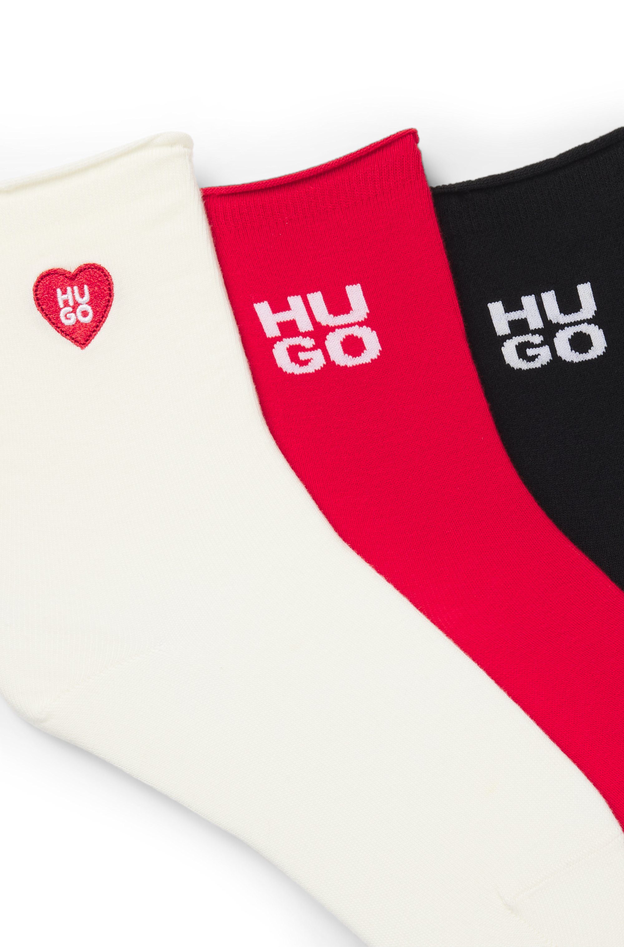 HUGO Kurzsocken 3P SH HEART CC W mit Logo-Details, Verstärkung: Zehen- und Fersenpartie