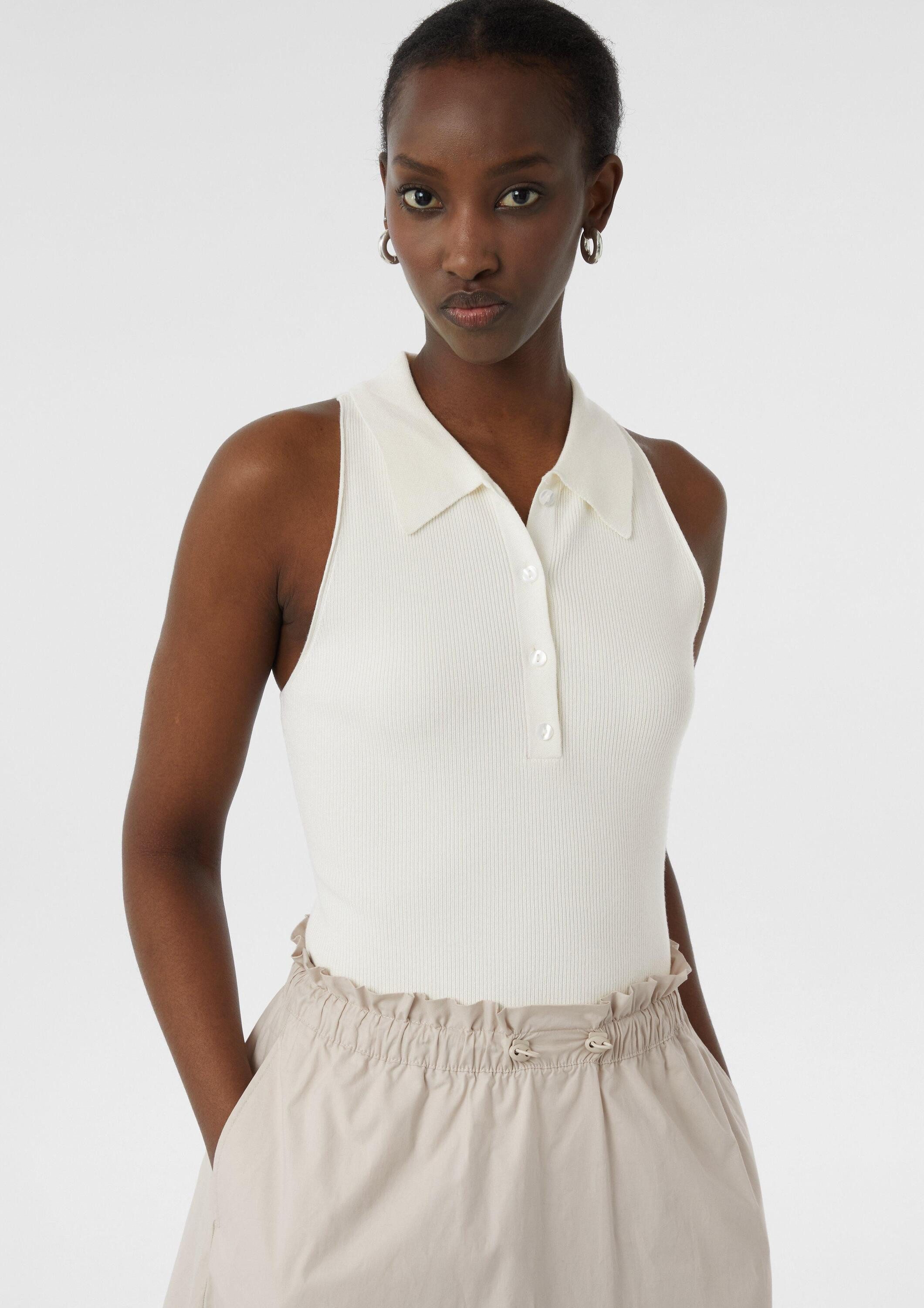 comma Muskelshirt Strickpullunder Feinstrick-Shirt mit Polokragen im Slim F günstig online kaufen