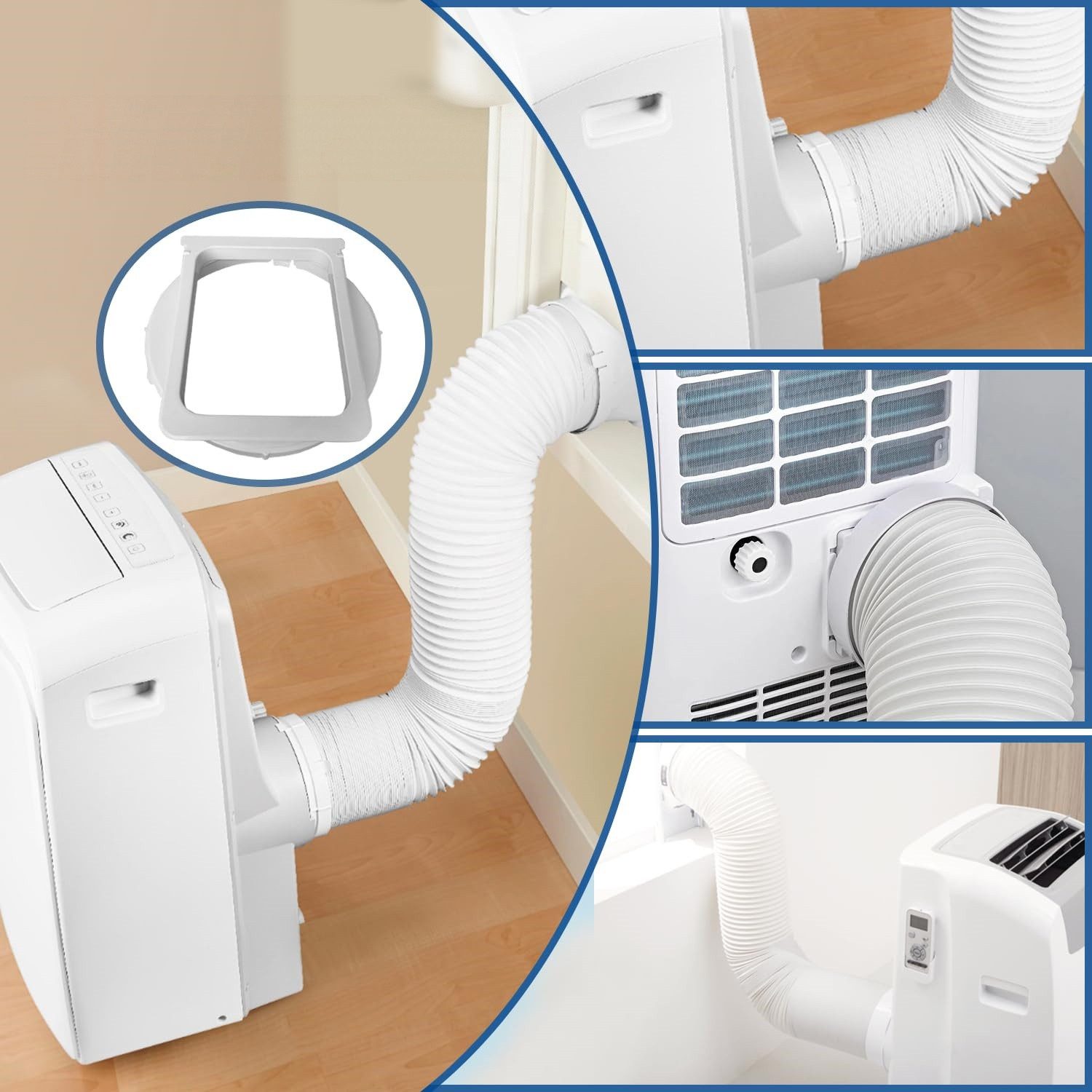 FOUORTUNATE-BEE Anschlussstück Klimaanlagen Schlauchadapter für mobiles Abluftschlauchsystem, Fensteradapter für mobile Klimaanlage, Trockner und Abluftschlauch