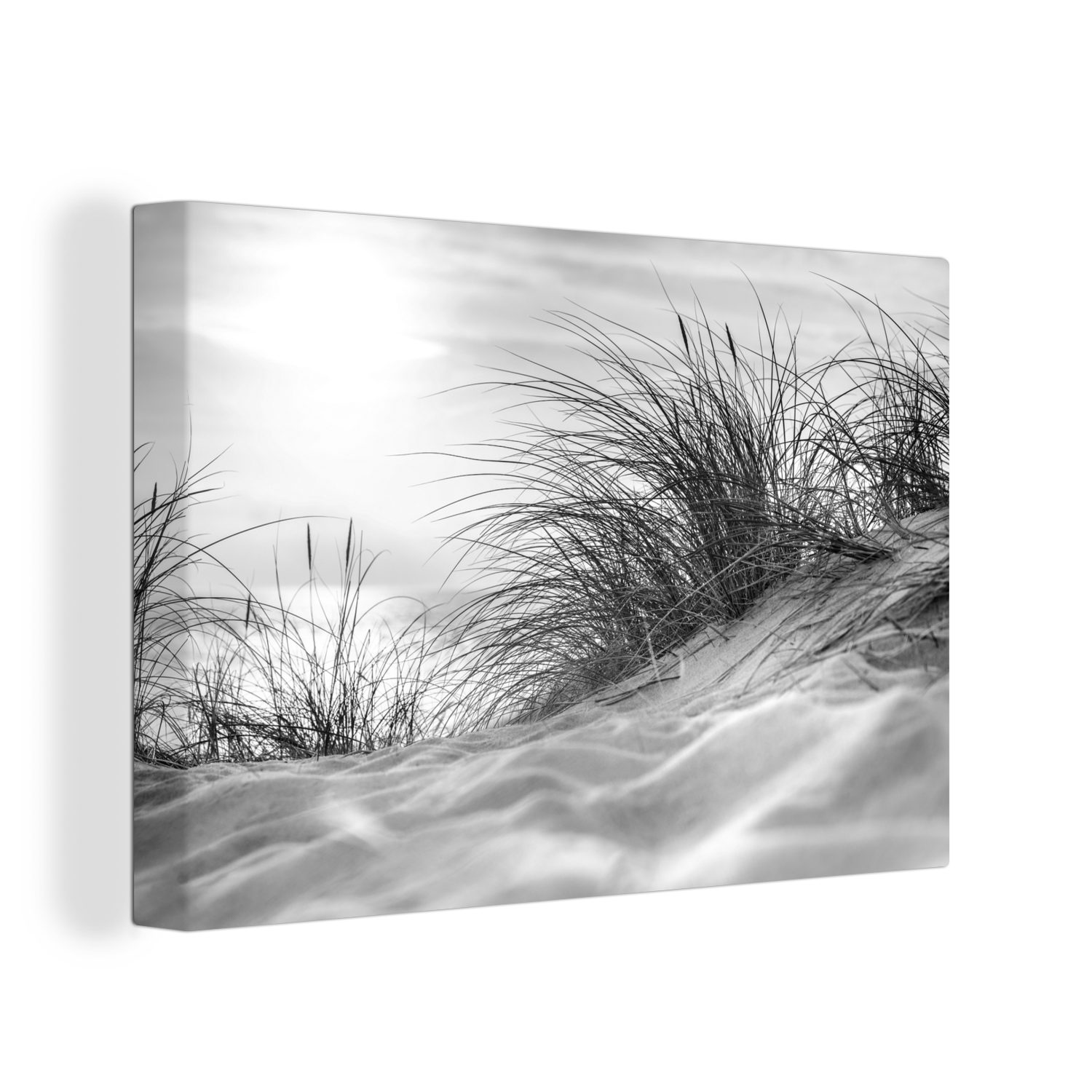 OneMillionCanvasses® Leinwandbild Wattenmeer - Dünen - Schwarz - Weiß, Foto günstig online kaufen
