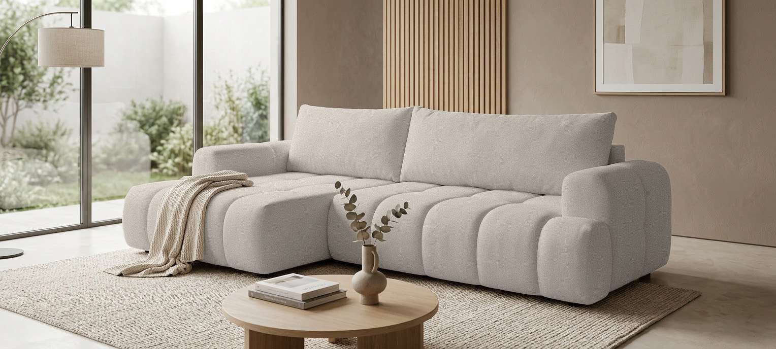 OTTO home Ecksofa LIOORA Schlafsofa mit Bettkasten, Breite 265 cm, Verlässliche Qualität, L-Form mit Bettfunktion und Bettkasten, Recamiere rechts/links