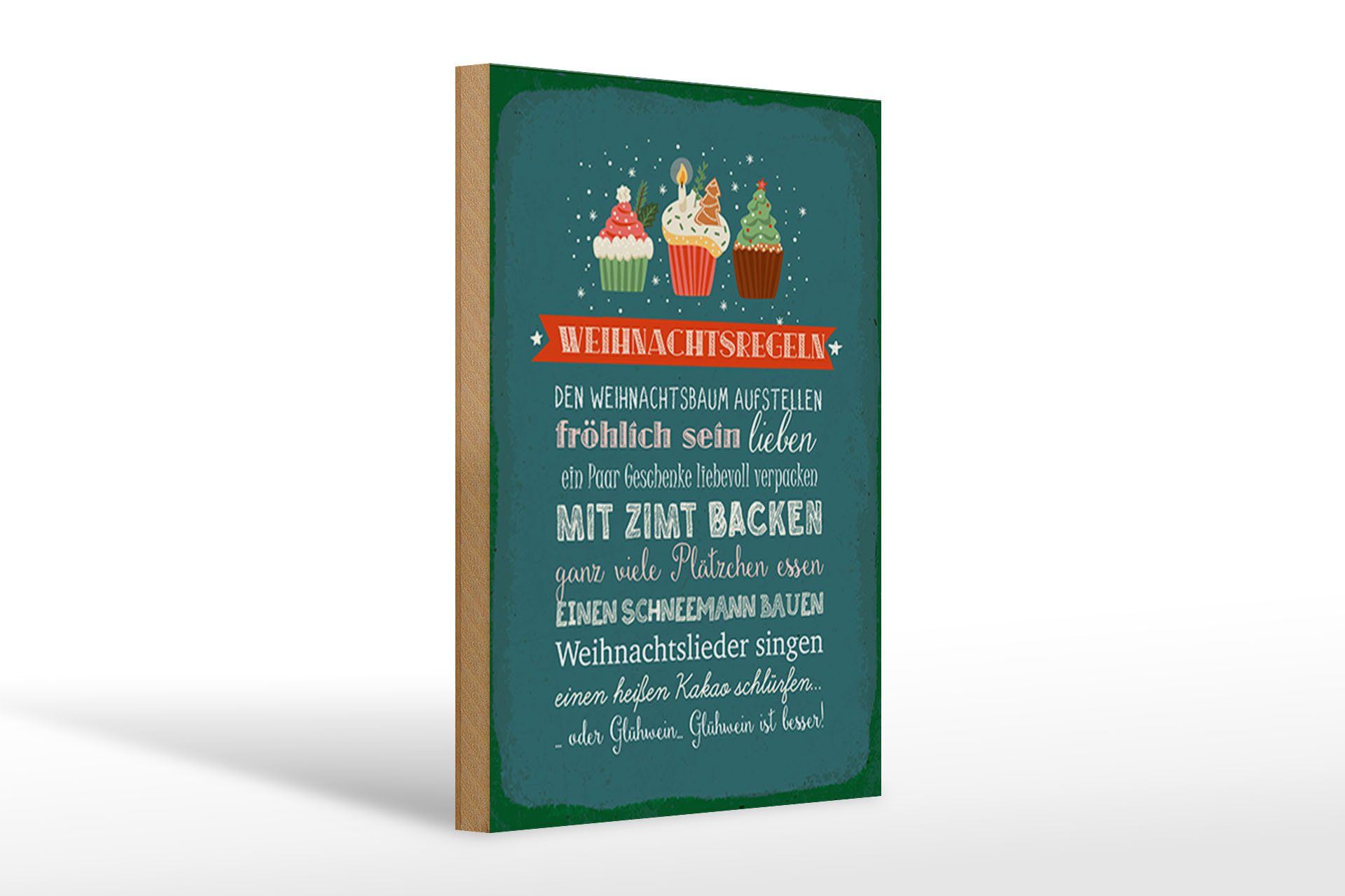 Holzbild Spruch 20x30cm Weihnachtsregeln