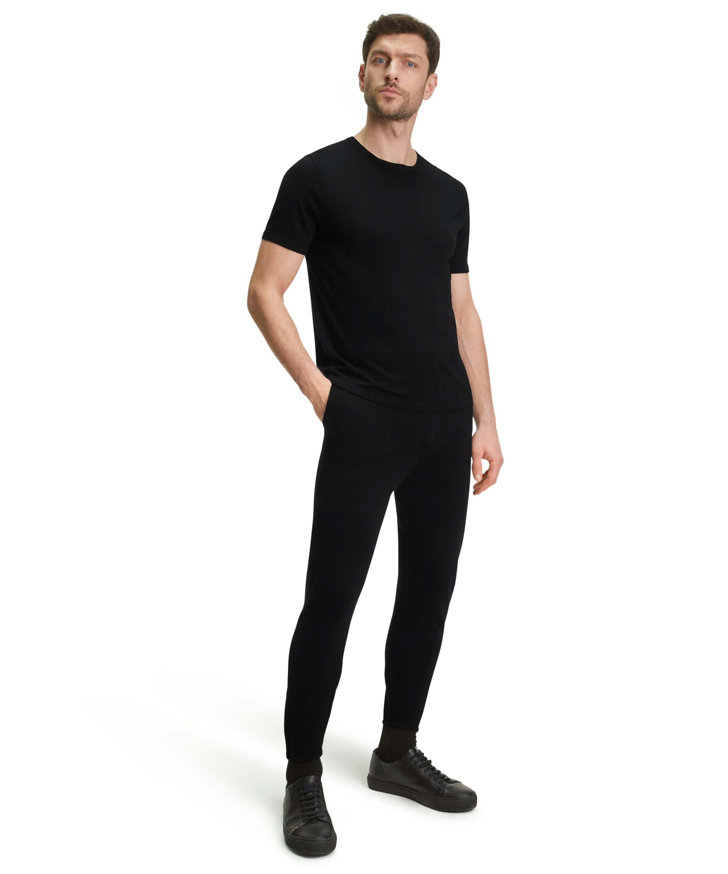 T-Shirt black Merinowolle (1-tlg) aus (3000) FALKE