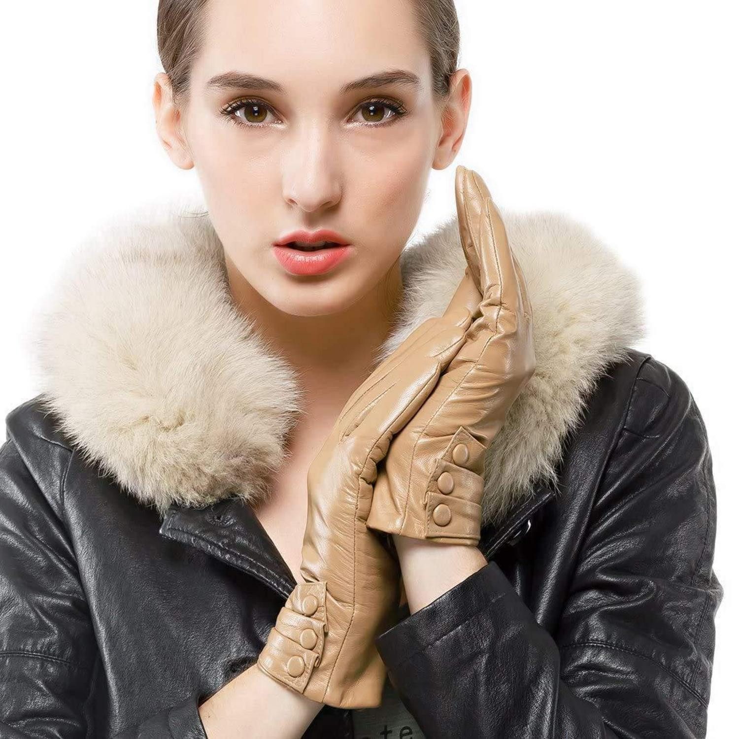 LuxusKollektion Lederhandschuhe Damen Lederhandschuhe Winter Lammfell (1-St)