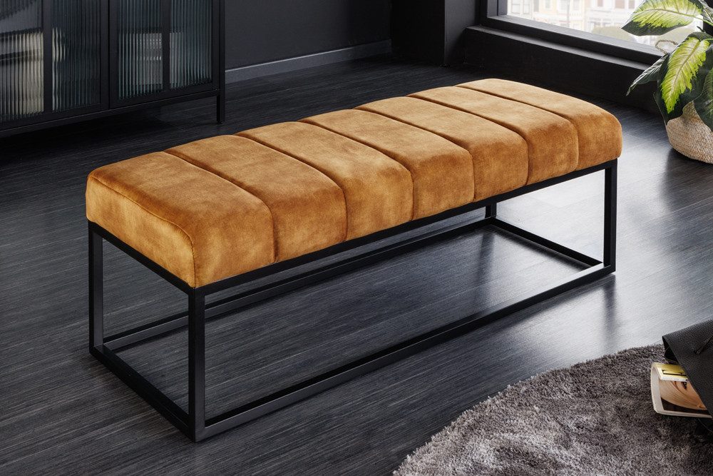 riess-ambiente Sitzbank PETIT BEAUTÉ 110cm senfgelb / schwarz (Einzelartikel, 1-St), Flur · Samt · Metall · Schlafzimmer · Design