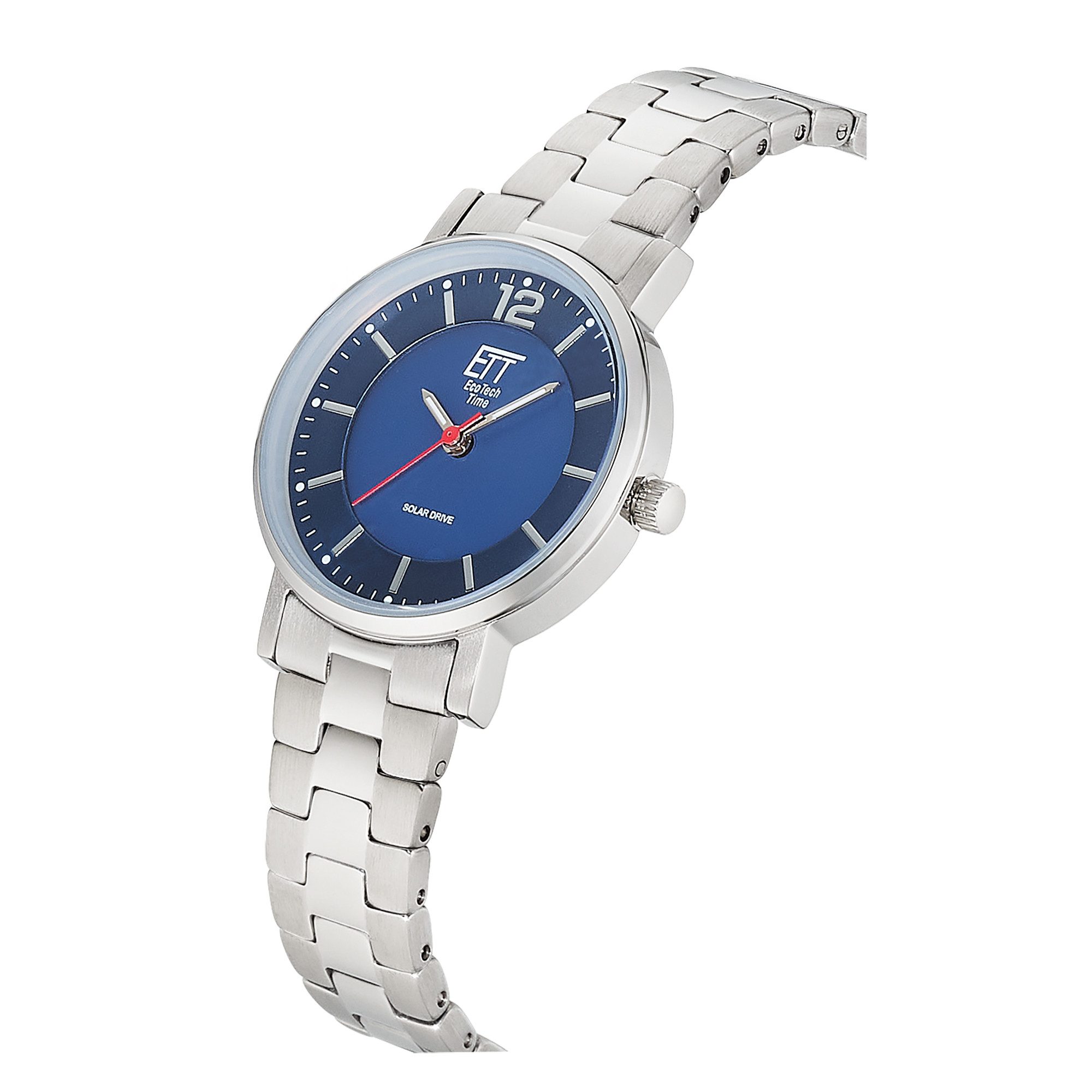 ETT Solaruhr ELS-12165-31M, Armbanduhr, Damenuhr, Partneruhr, Edelstahlarmband
