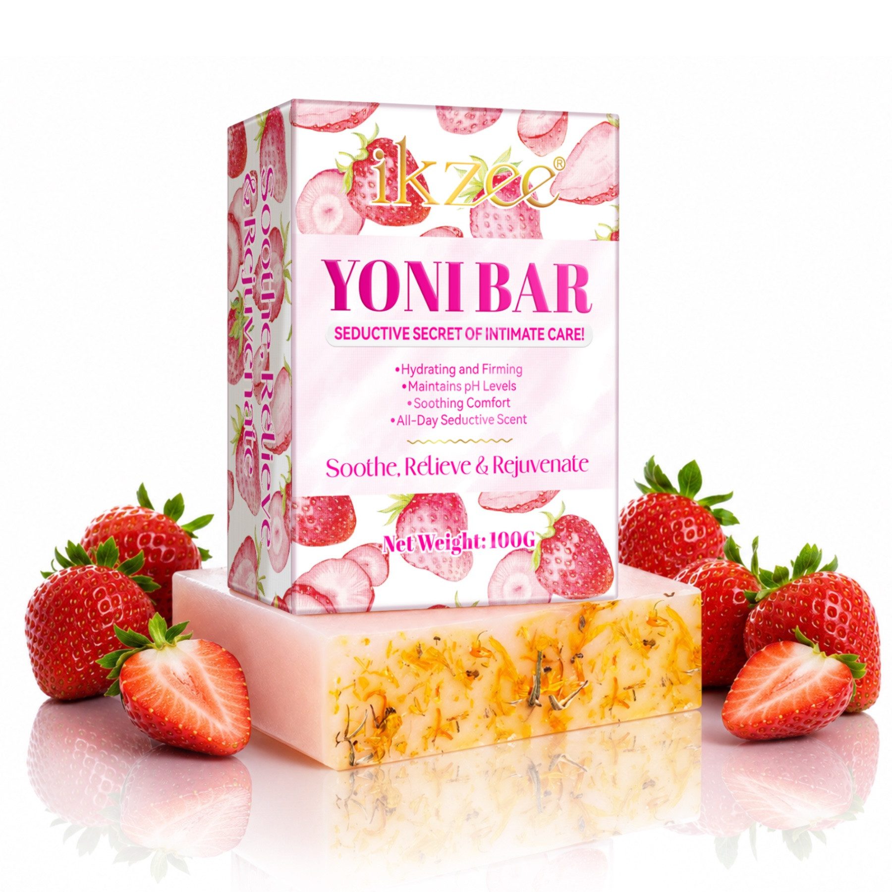P-Beauty Cosmetic Accessories Feste Duschseife Intimseife Yoni Bar Frauen Damen Intimpflege pH-Balance Erdbeer 100g, 1-tlg., Körperpflege, Intimpflege, Reinigung