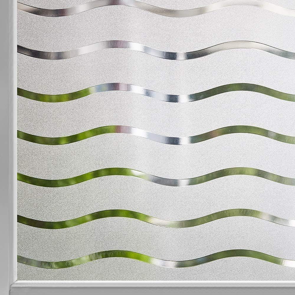 Fensterfolie Sichtschutzfolie, 200 Statisch Haftend Fensterfolie cm Wellenmuster45 x LENBEST, Fensterfolie