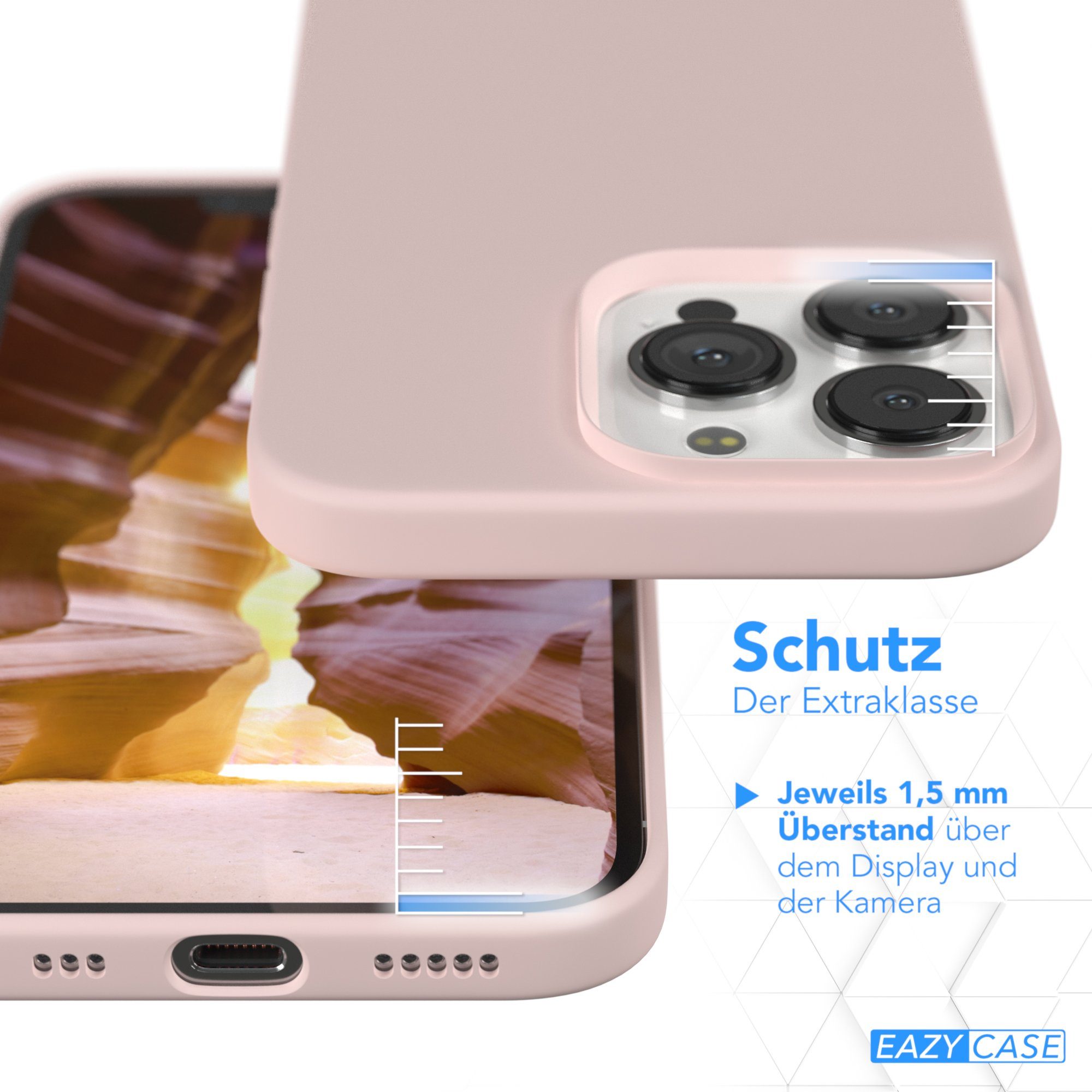 EAZY CASE Handyhülle Premium Silikon Case für Apple iPhone 13 Pro 6,1 Zoll, Silikon Schutzhülle mit Kameraschutz kratzfest Cover Rosa / Altrosa