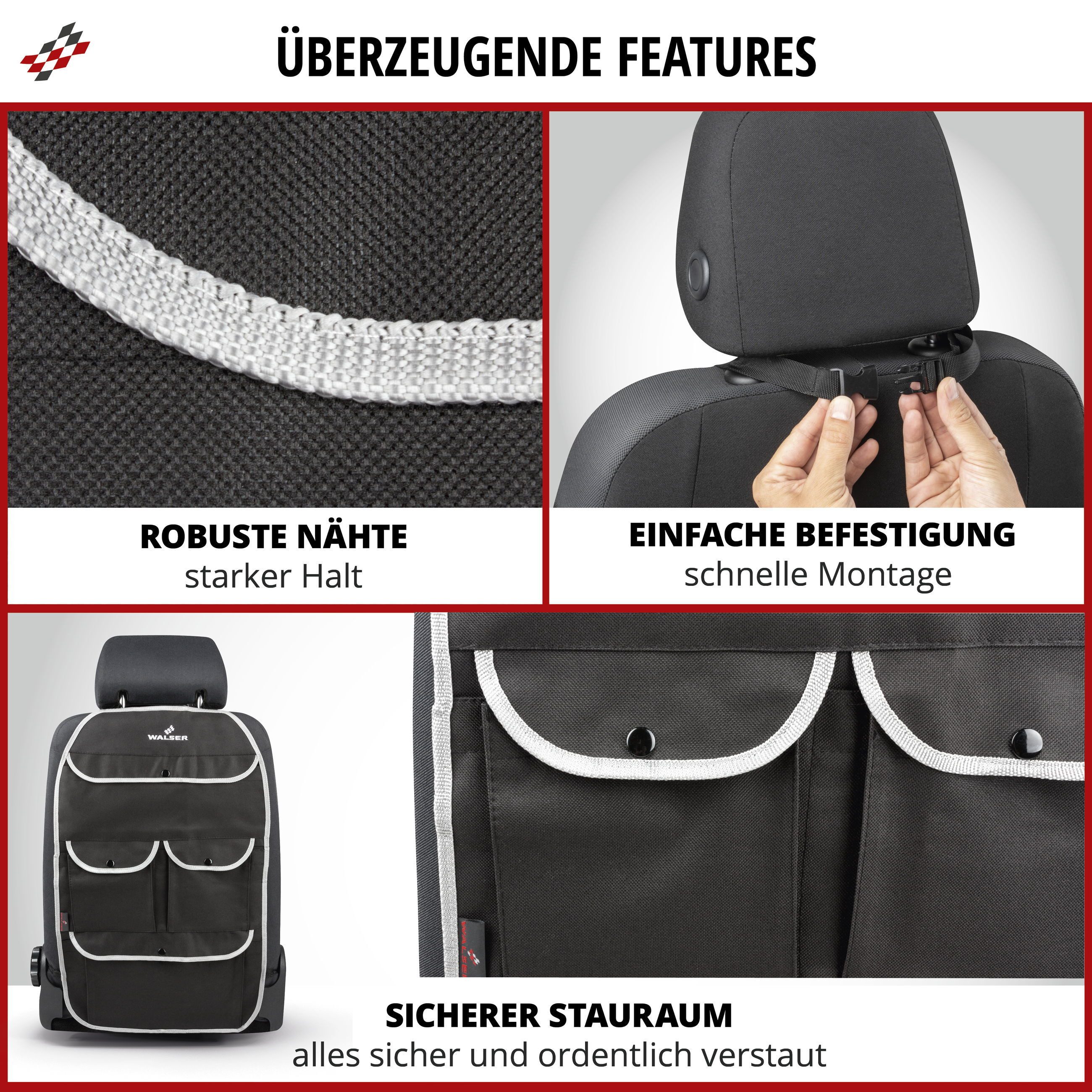 WALSER Car Backseat Protector Backseat Bag Lucky Tom, 1 piece, 1-piece