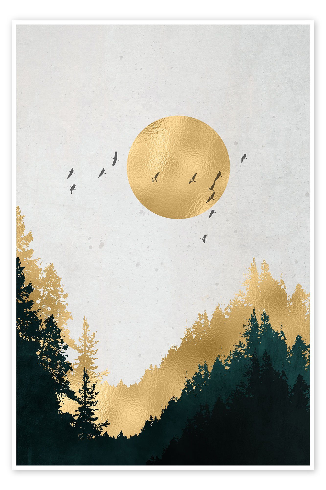 Posterlounge Poster Mia Nissen, Mond in Gold, Grafikdesign