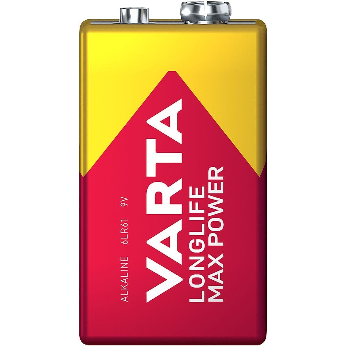 VARTA LONGLIFE Max Power Batterie, (9 V, 1 St), E-Block / 6LP3146 / 6LR61, 9 V, Alkali