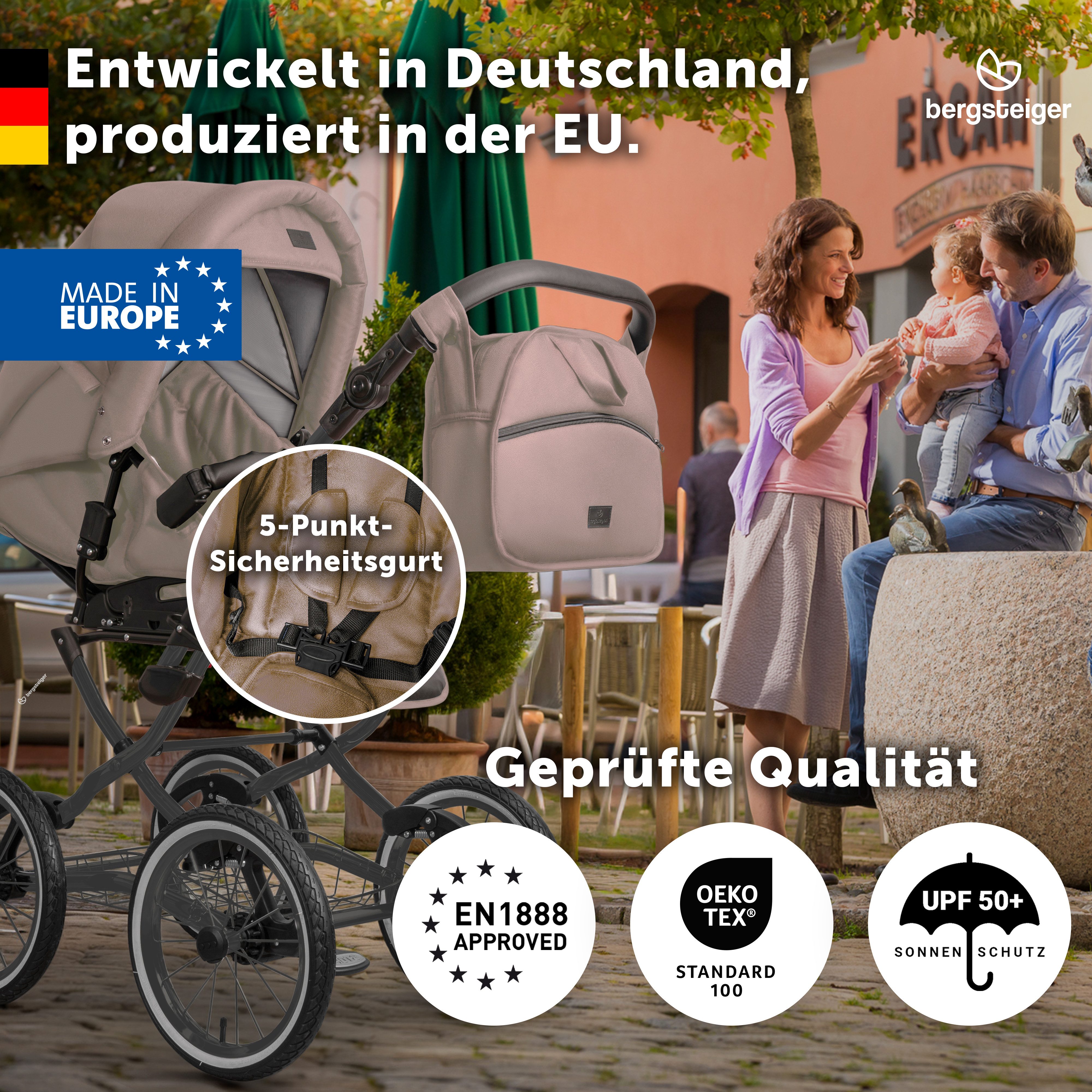 bergsteiger Kombi-Kinderwagen Venedig Retro-Kinderwagen 3in1, (10-tlg) – Bild 4 von 5